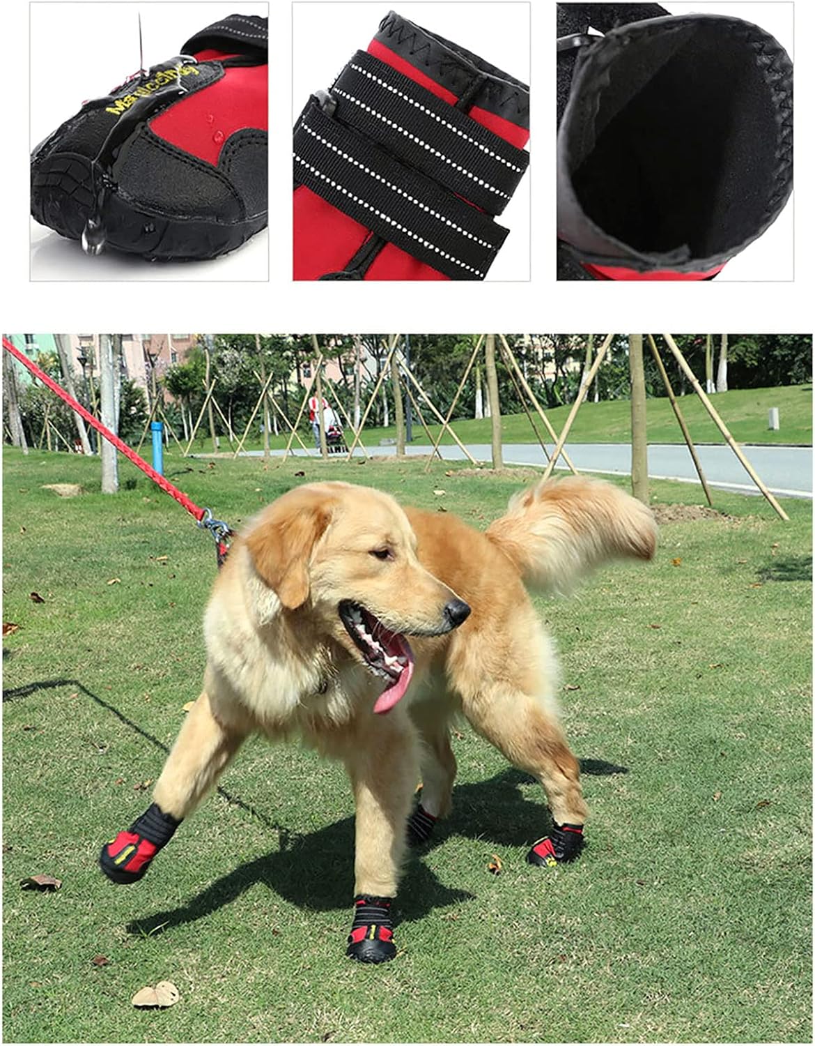 Winter Pet Booties Mountain Soles Dog Boots Water Proof Non-Slip Shoes with Reflective Straps All Weather Neoprene Paw Protector
