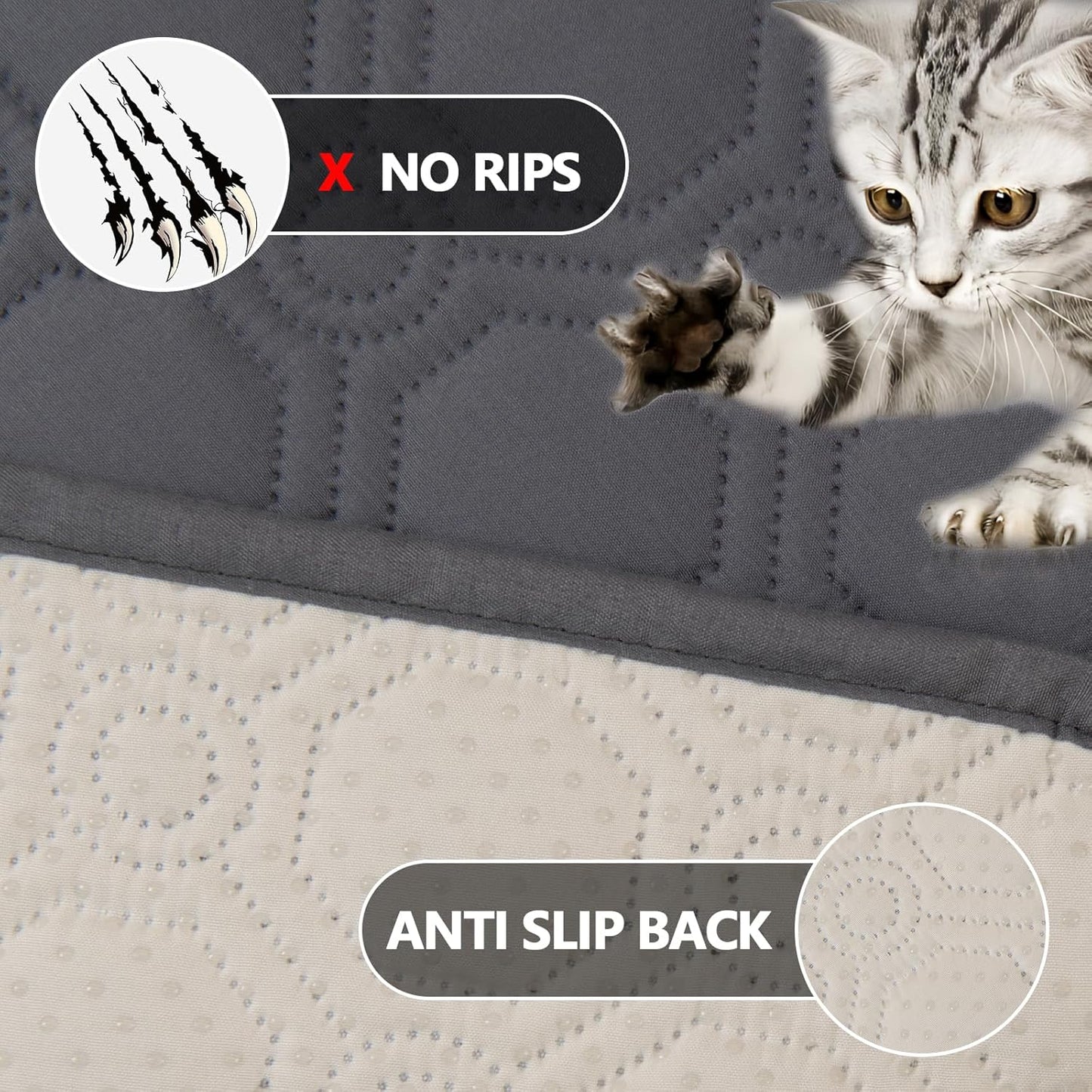 ele ELEOPTION Waterproof Dog Bed Blanket Cover Washable Extra Large Pee Pads for Dogs Reusable Absorbent Puppy Pet Pee Pads for Sofa, Bed, Couch 82x 82inch Gray