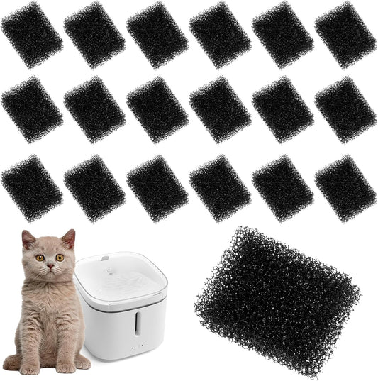 cobee 30 Pcs Pet Fountain Replacement Filter, Black Replaced Foam Filters 4 * 3 * 1cm Filter Sponge, Square Small Sponge Filters Compatible with Wireless Pump Pet Water Fountain for Cat and Dog