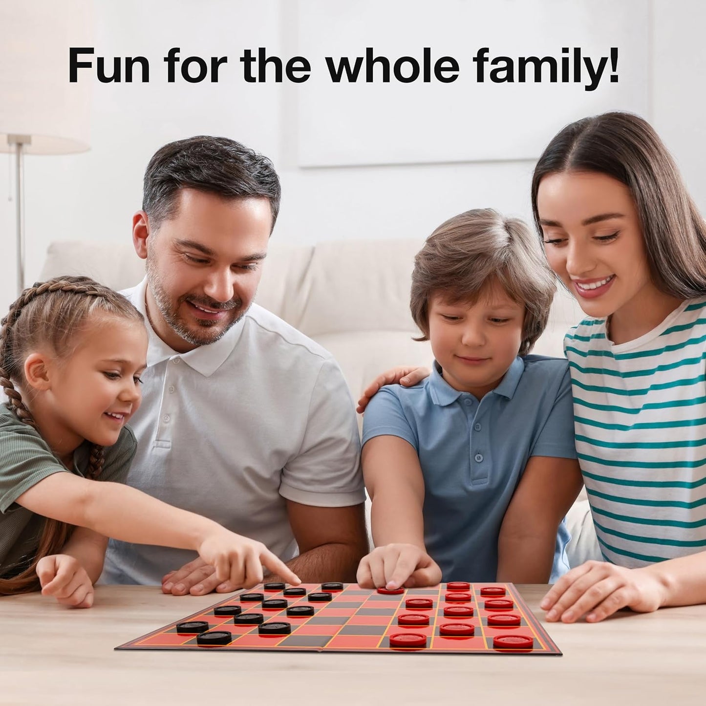 Kangaroo - Multiplayers Strategy Checker Board Game for Kids & Adults - Portable Educational Travel Cardboard Checkers - Includes Large Board w/ 24 Checkers (12 Red and 12- Black) 15x15 Inches
