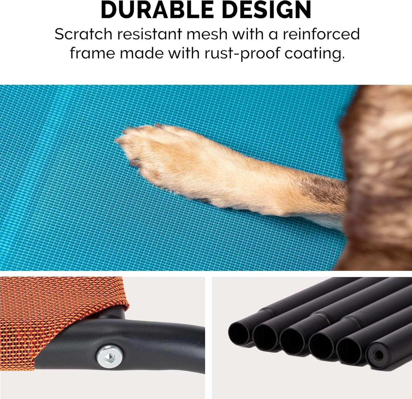 FurHaven Elevated Pet Cots - Cooling & Breathable Nylon Mesh Hammock for Large Dogs/Easy-to-Assemble / / Durable and Reinforced/Perfect for Rest & Relaxation Outdoors - Graphite Gray, Large