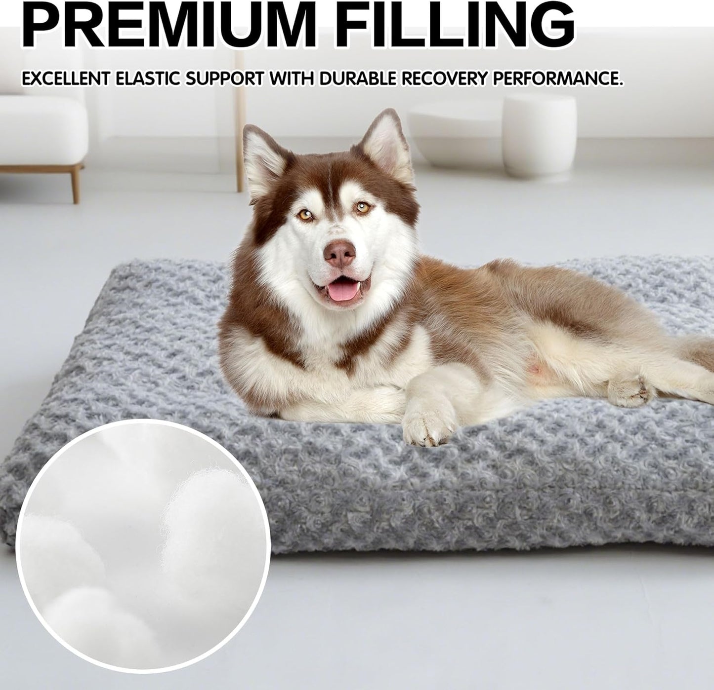 Dog Bed Washable Pet Bed, Dog Crate Bed Washable Cushion with Anti-Slip Bottom, Calming Anti-Anxiety Pet Bed with Non-Slip Bottom for Medium&Large Dogs and Cat, Grey(44.5''X32.7''X9.8'')