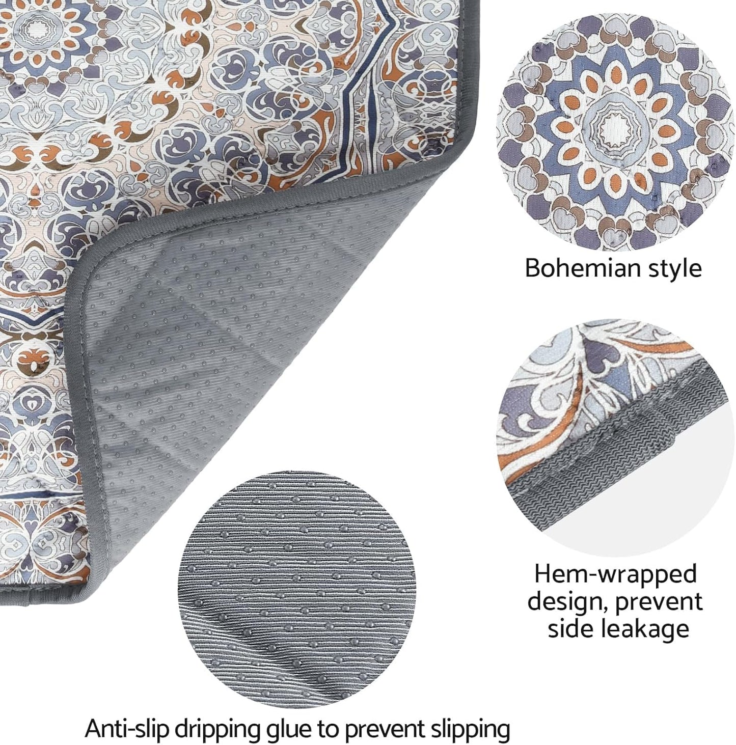 2pack Reusable Pee Pads for Dogs 18*24in Washable Guinea Pig Cage Liners Reusable Non-Slip Pee Pad Stain-Resistant Multilayer Bohemian Style for Small Dog, Guinea Pig, Hamster, Rabbit