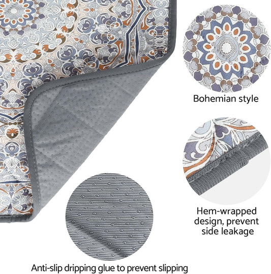 2pack Reusable Pee Pads for Dogs 18*24in Washable Guinea Pig Cage Liners Reusable Non-Slip Pee Pad Stain-Resistant Multilayer Bohemian Style for Small Dog, Guinea Pig, Hamster, Rabbit