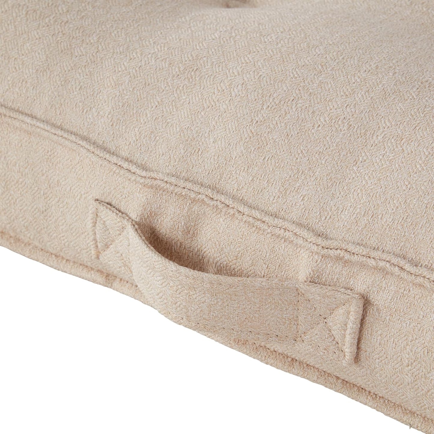 Happy Hounds Milo Square Tufted Pillow Dog Bed, Cream, Medium (32" x 32")