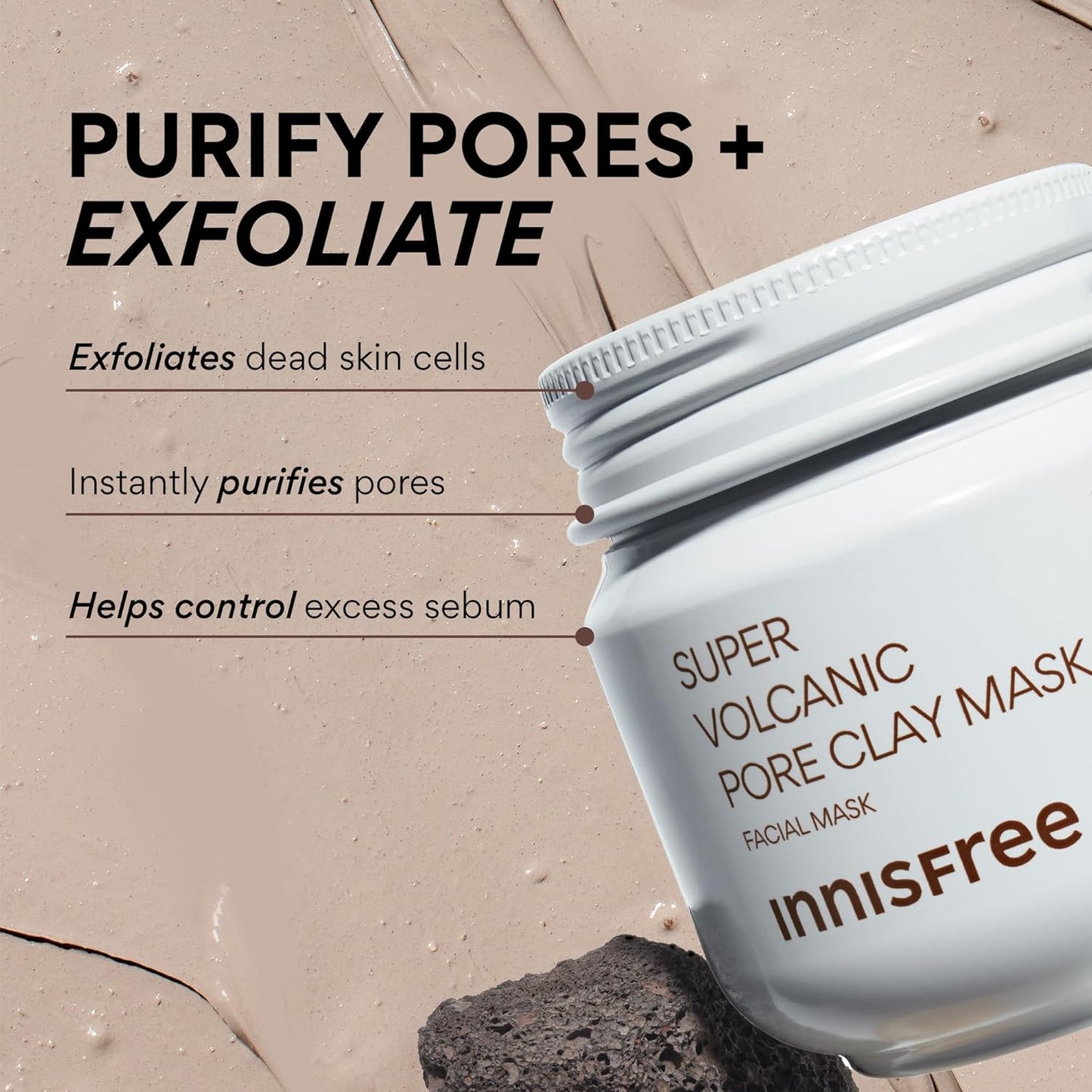 Innisfree Super Volcanic Clay Masks - Pore & Sebum Clay Mask for Oily Skin, Dual Mask for Normal to Dry Skin, Available in Limited Edition & Gift Sets