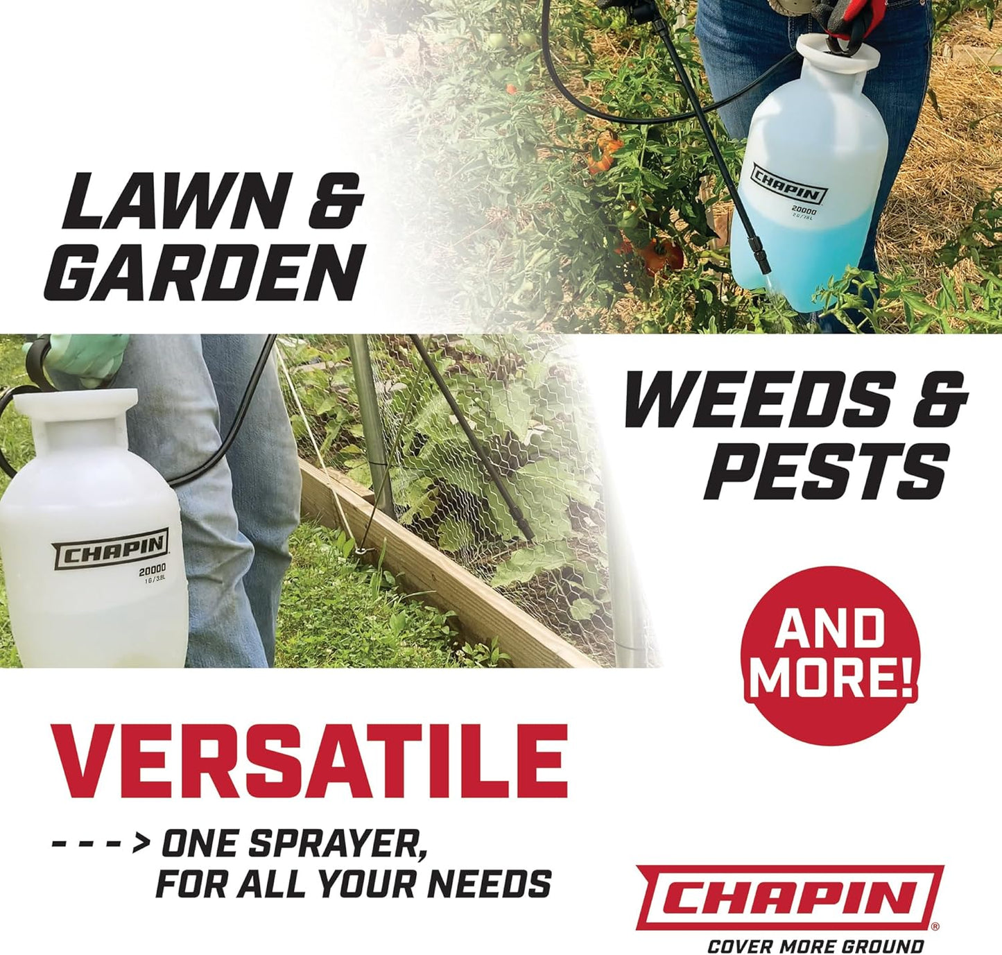 Chapin 22000 Pump Sprayer, 1-Gallon Translucent Tank with an Easy Fill Funnel-Top Opening, Adjustable Cone Nozzle & 34" Long Reach Hose, Used for Fertilizer, Pesticides, Weeds & Pests 2 Pack