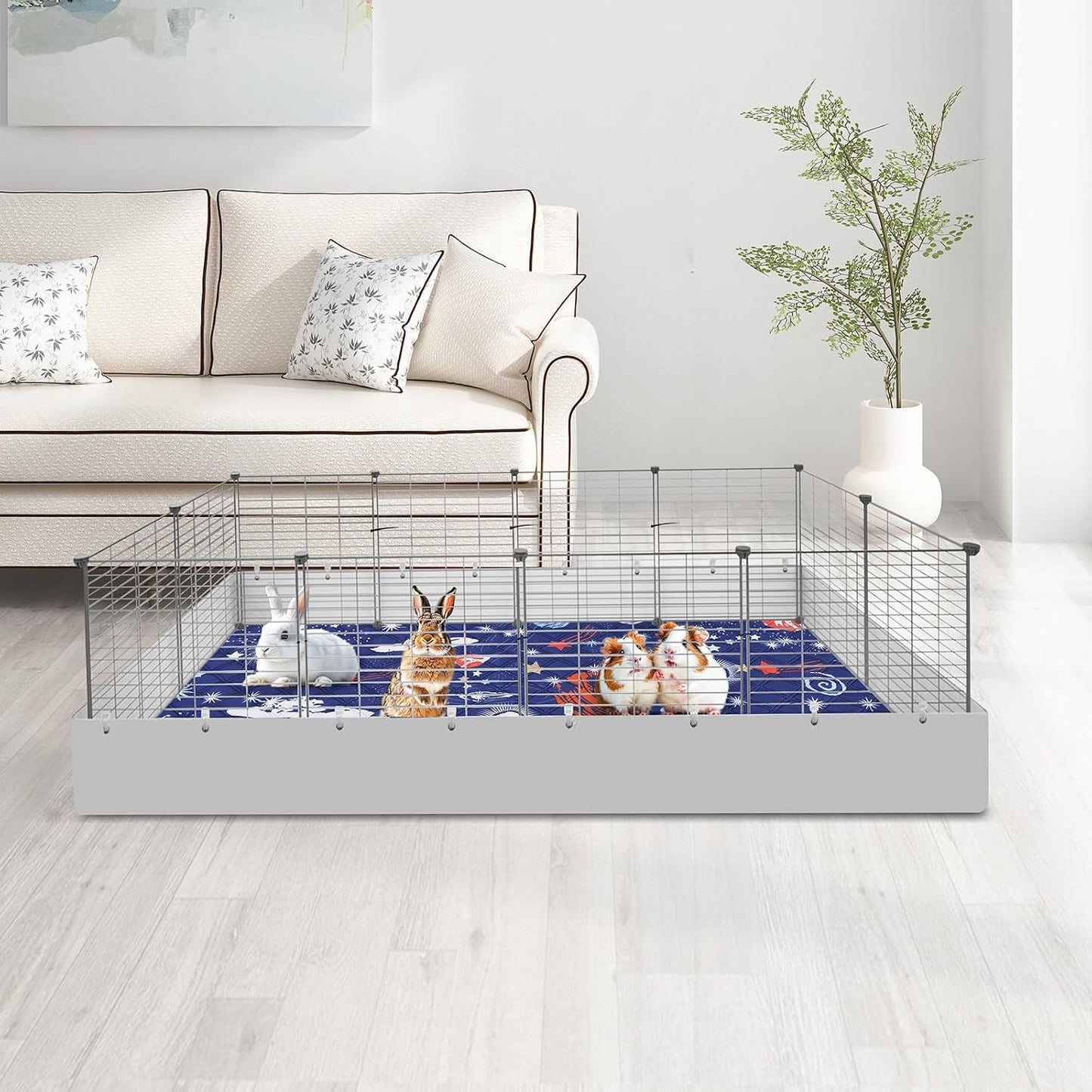 HERCOCCI 2 Pack Guinea Pig Cage Liner, 24"x48" Washable Guinea Pig Pee Pads, Absorbent Bedding Training Mat for Small Animal Guinea Pigs Rabbit Hamster