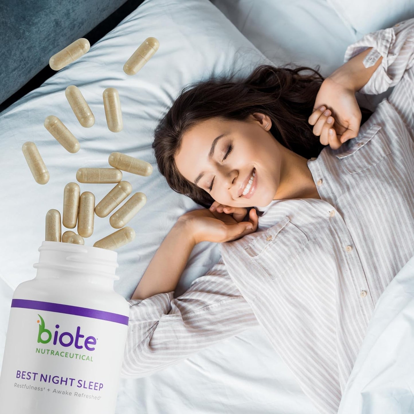 Biote Nutraceuticals - Best Night's Sleep - Restfulness + Awake Refreshed (60 Capsules)