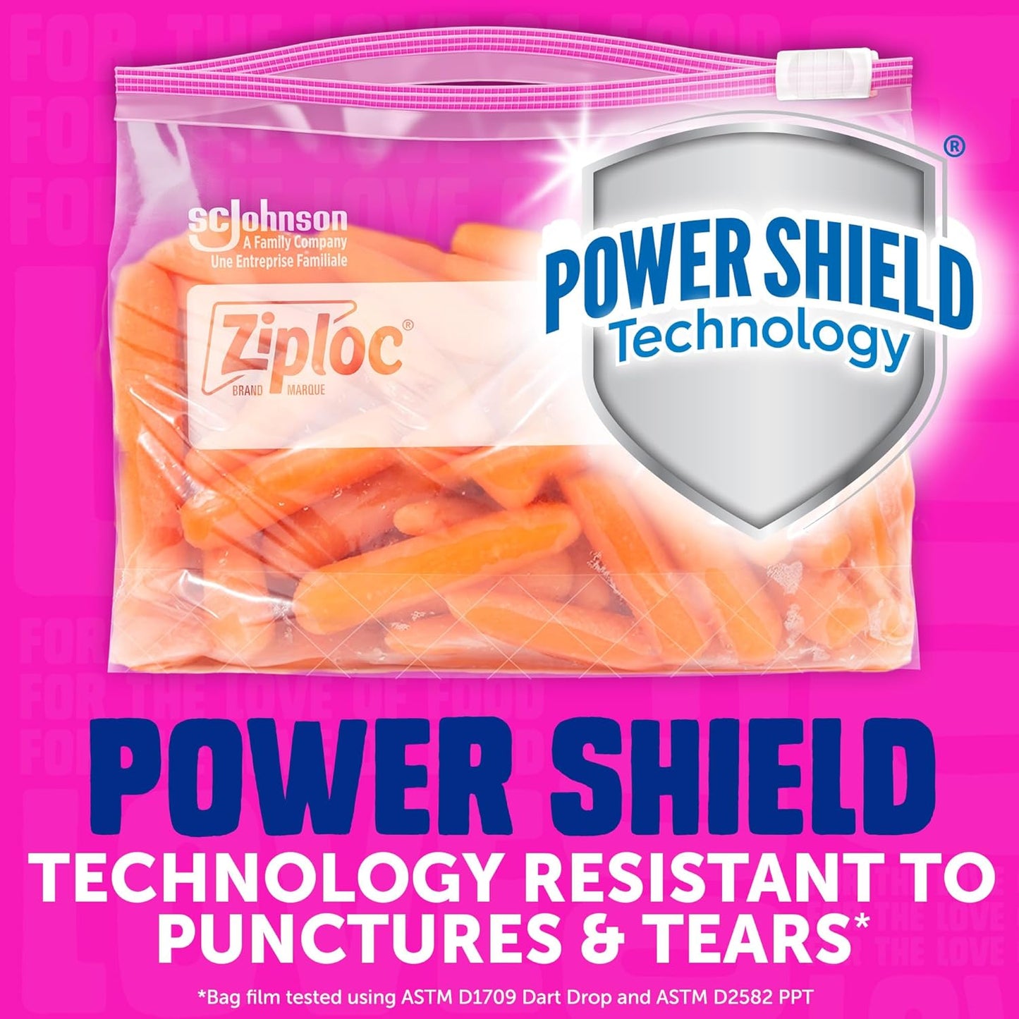 Ziploc Quart Food Storage Slider Bags, Power Shield Technology for More Durability, 42 Count