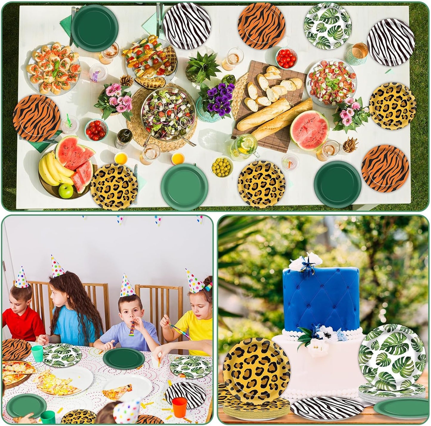 60Pcs Jungle Safari Party Paper Plates for Wild Animal Party Decorations 7In Zoo Animal Dessert Plates Disposable Tableware Dinnerware Set for Baby Shower Birthday Safari Themed Party Supplies