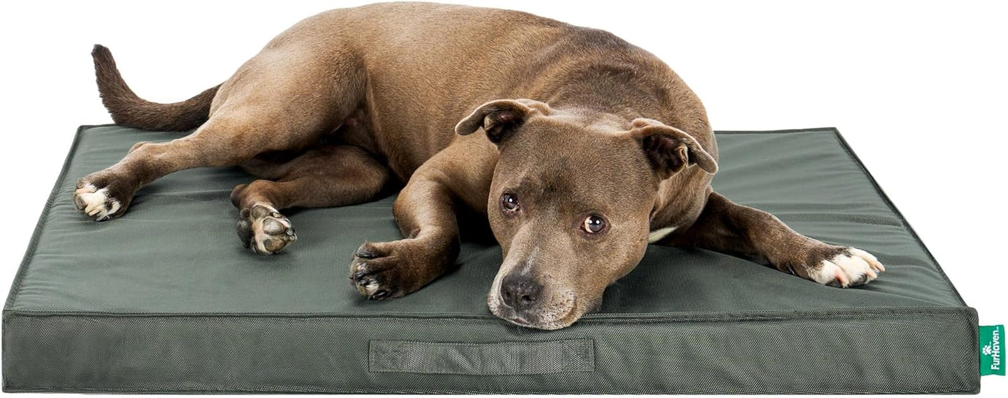 Premium Indoor-Outdoor Deluxe Orthopedic Mattress Pet Bed, Dark Olive, Large