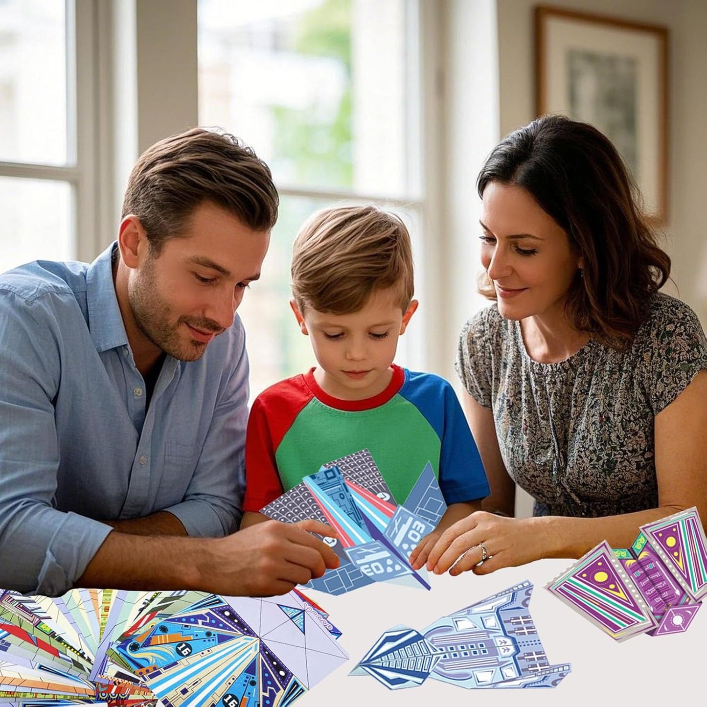 Paper Airplane Kits with 16 Classic Designs, 32 Sheets of Colorful Origami Paper, World Record Paper Planes, Crafts for Boys Ages 6-12+ , Easter Basket Stuffers and Gift for Boys(Digital Manual Only)