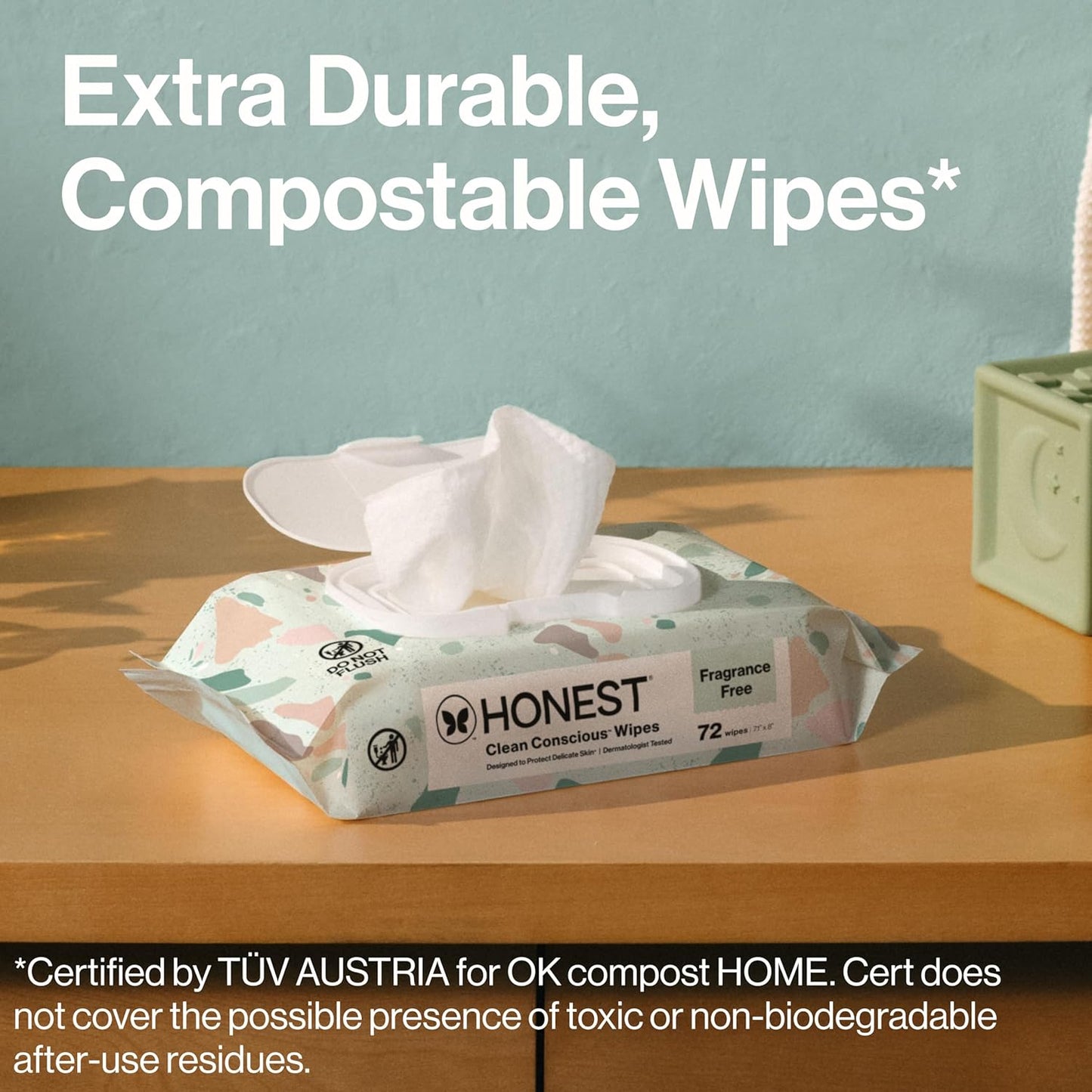 The Honest Company Baby Wipes for Sensitive Skin, Hypoallergenic, Fragrance-Free, Multi-Use, Geo Mood Design, 576 Count (6 Packs of 96)