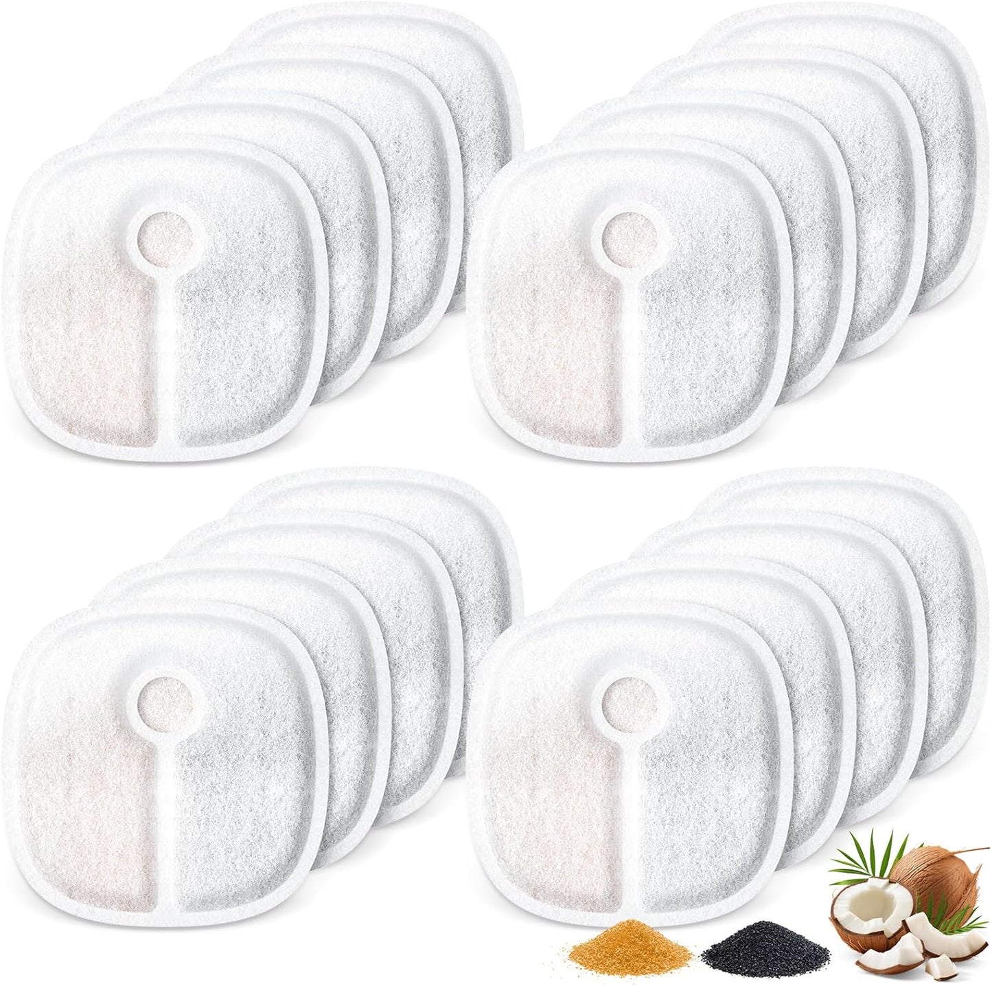 16 Pack Filter Replacements Compatible with E1/E1+ Cat Fountain (2L/67oz), Triple Filtration System Pet Water Dispenser Filter Replacement for Dogs and Cats