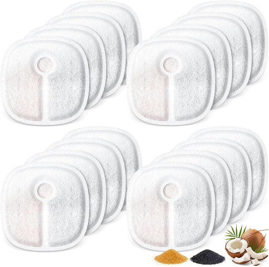16 Pack Filter Replacements Compatible with E1/E1+ Cat Fountain (2L/67oz), Triple Filtration System Pet Water Dispenser Filter Replacement for Dogs and Cats