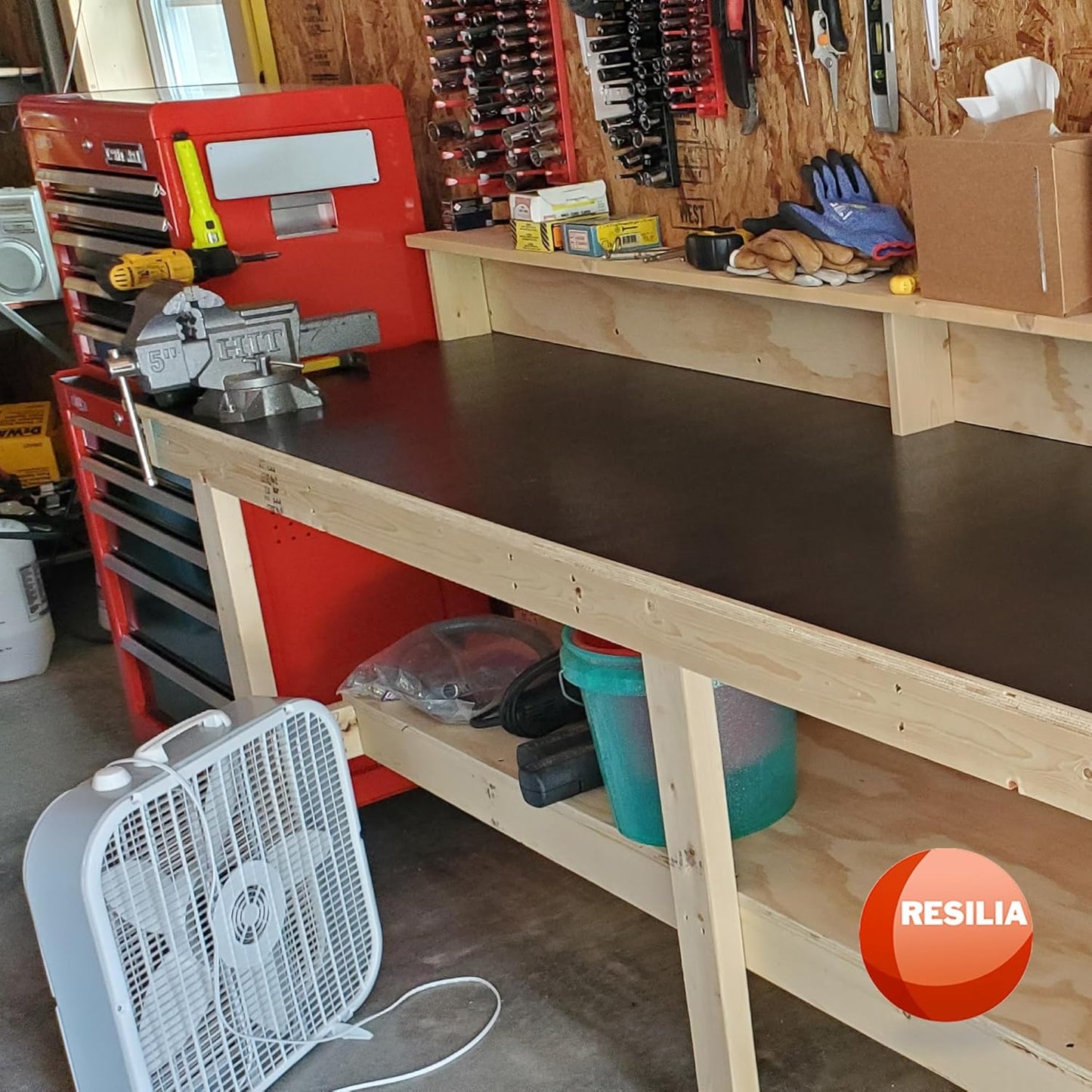 RESILIA Work Bench Mat - 23.5" X 47.5" X 0.06" Scratch-Resistant PVC Mats - Protect Your Workbench, Table, or Tool Station from Painting, Woodworking, Crafting, Building, & More, Black, Made in USA