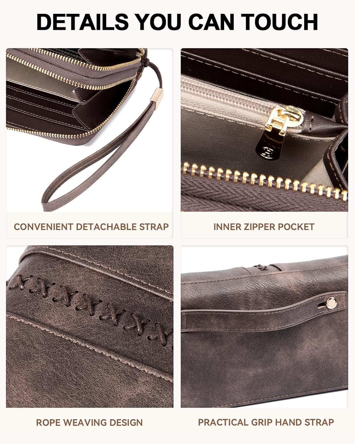 BOSTANTEN Wallets for Women Leather RFID Double Zipper Around Credit Card Holder Large Capacity Wristlet Clutch Wallet
