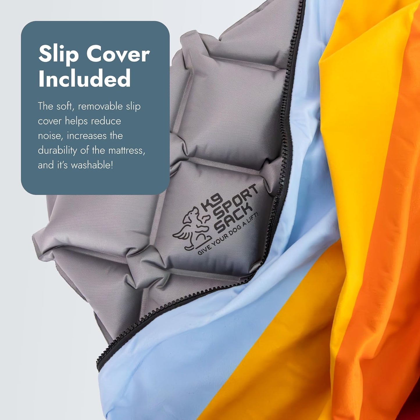 K9 Sport Sack Sleeper with Multicolor Slip Cover - Large/Extra Large (3” x 28” x 28”) - Inflatable Dog Bed with Carrying Case - Lightweight, Durable Design Ideal for Travel