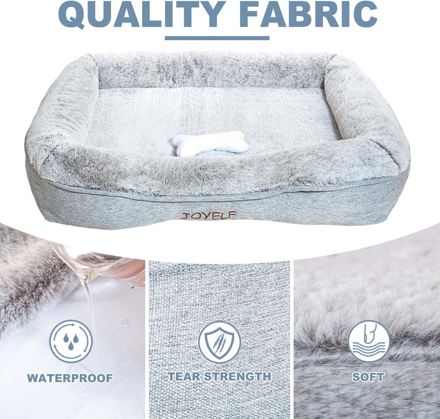 JOYELF Memory Foam Dog Bed XLarge Orthopedic Pet Bed with Washable Cover, Independent Mat Design with Free Waterproof Liner Included