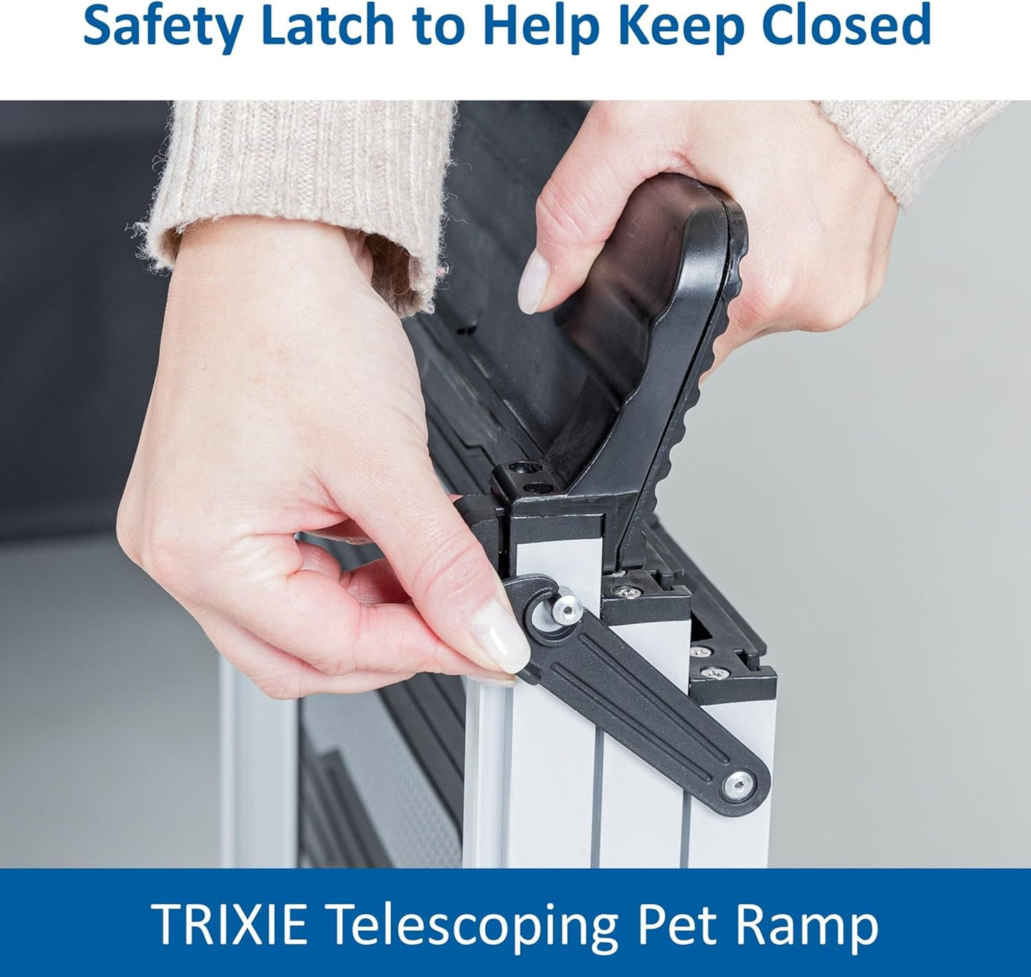 Trixie Telescoping Dog Ramp Made of Lightweight Aluminium - Pet Ramp for Large Cars and SUVs - Easily Adjustable - in Silver/Black