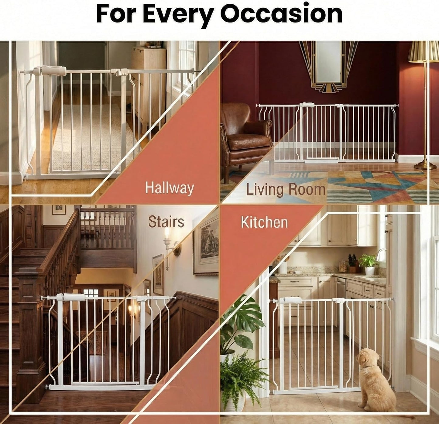 24-29 Inch Narrow Baby Gate, Pressure Mounted No Drilling Dog Gate for Stairs & Doorways, White Metal Safety Gate Indoor for Kids and Pets