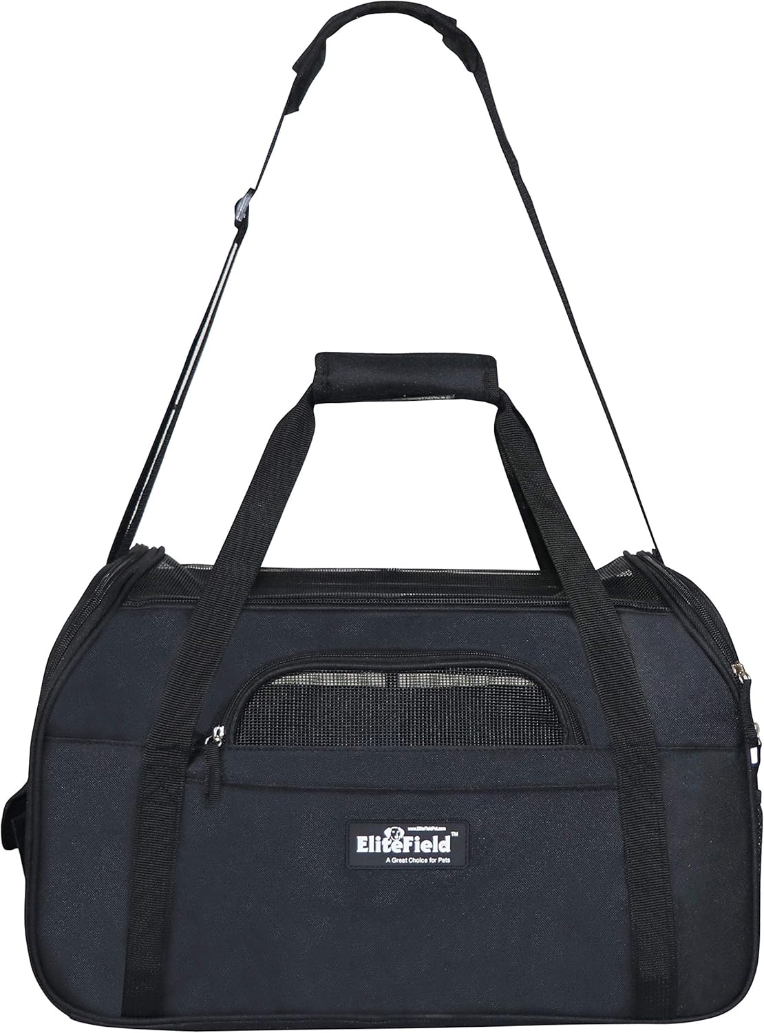 EliteField Soft Pet Carrier (3 Year Warranty, Airline Approved) Soft Sided Dog Puppy Cat Carrier Travel Bag (X-Large: 21" L x 12" W x 13" H, Black)