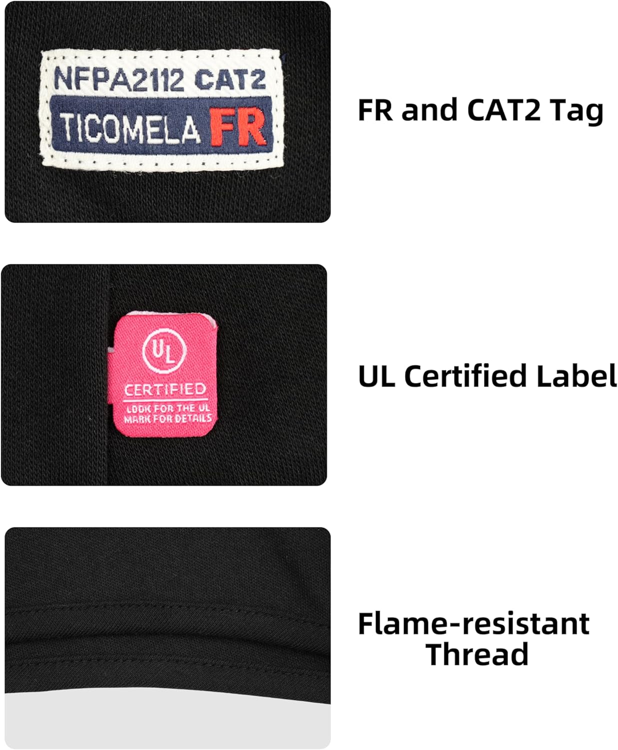 TICOMELA FR Face Mask Balaclava Flame Resistant Hood CAT2 Arc Rated | Welding Safety Cover Hood, One Size Protective Workwear