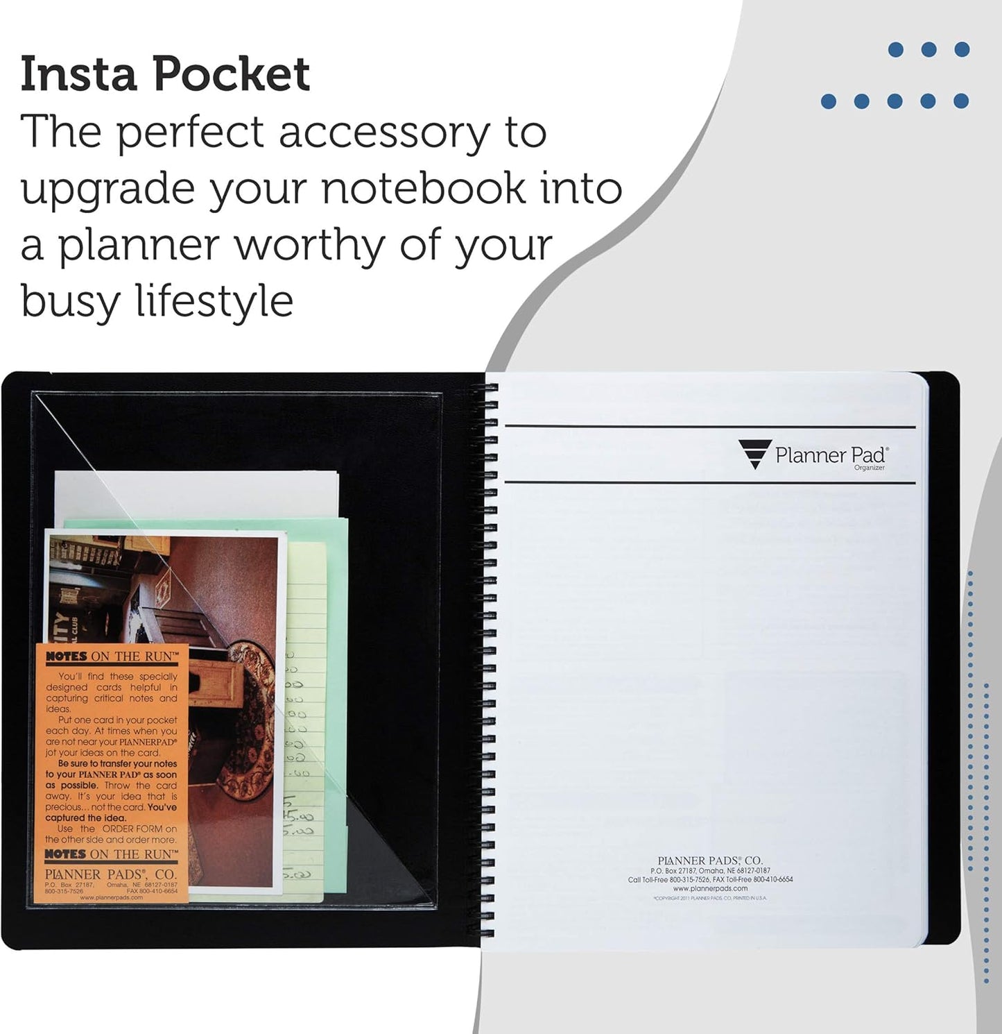 Planner Pad Insta Pockets, Front and Back Planner Pocket Combo, Executive Size, Clear Vinyl, 8” x 10”