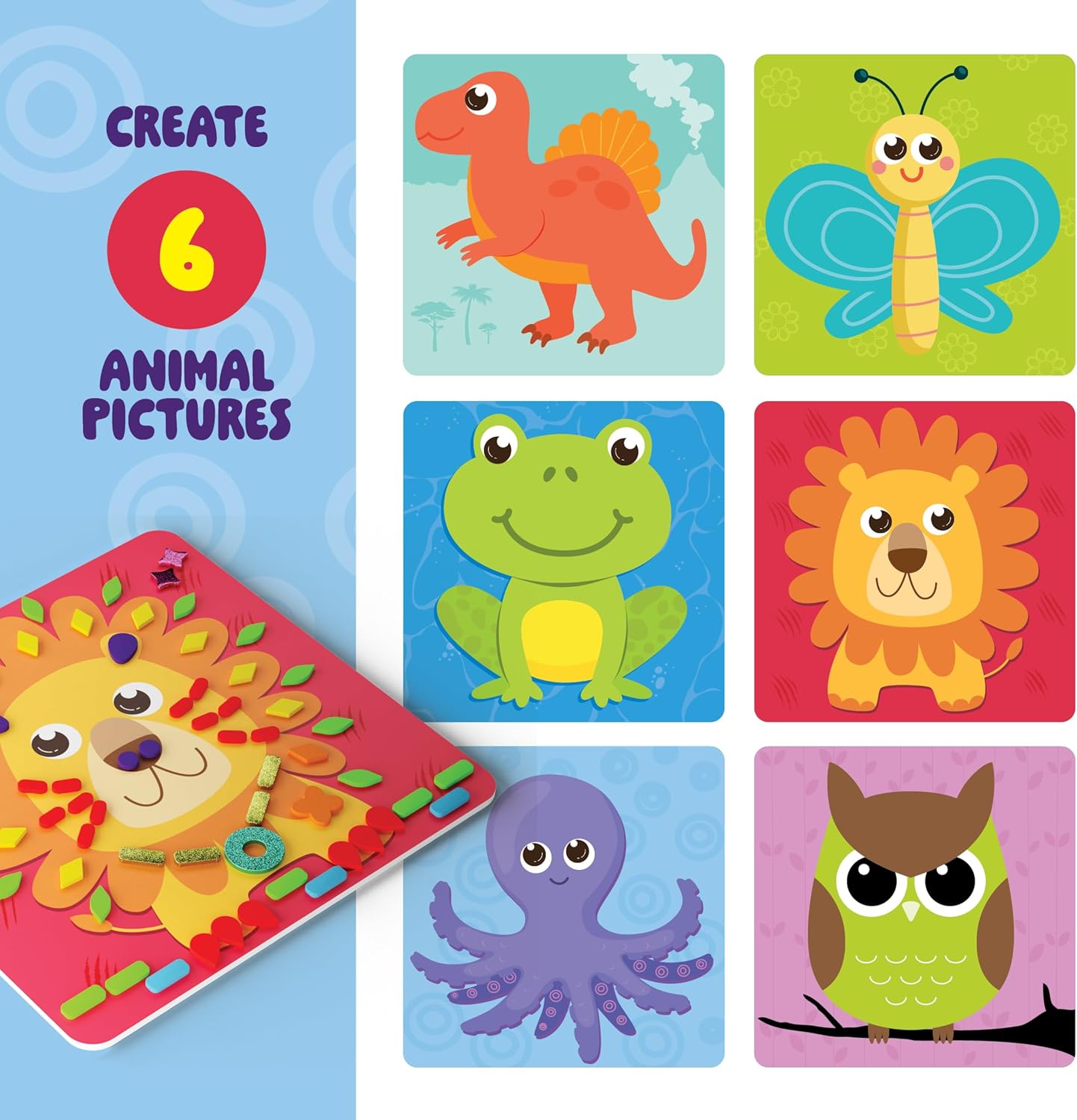 Dan&Darci Foam Sticker Art Craft for Kids - Easter Basket Stuffer - Toddler Arts & Crafts for Ages 3-5 - Boys 4-6 Birthday Gift - DIY Kid Activities Ages 3 4 5 6 Years - 4 Year Old Boy Gifts