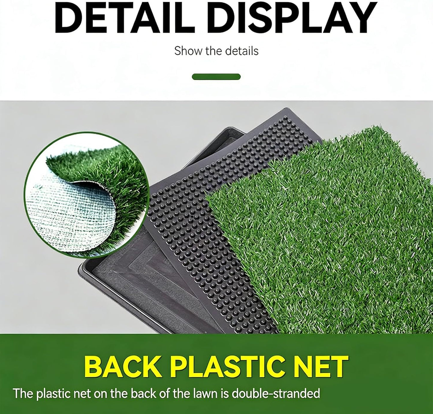 Artificial Grass Dog Potty Pad with Tray, Washable 3-Layer Reusable Puppy Training Pad for Indoor Outdoor Use, Small Medium Dogs, Realistic Turf Potty System (S)
