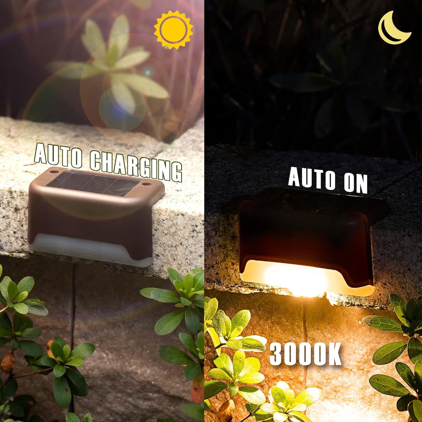GIGALUMI Led Solar Deck Lights, 16 Pack Waterproof for Outdoor Stairs, Step, Fence, Railing, Yard and Patio (Warm White)
