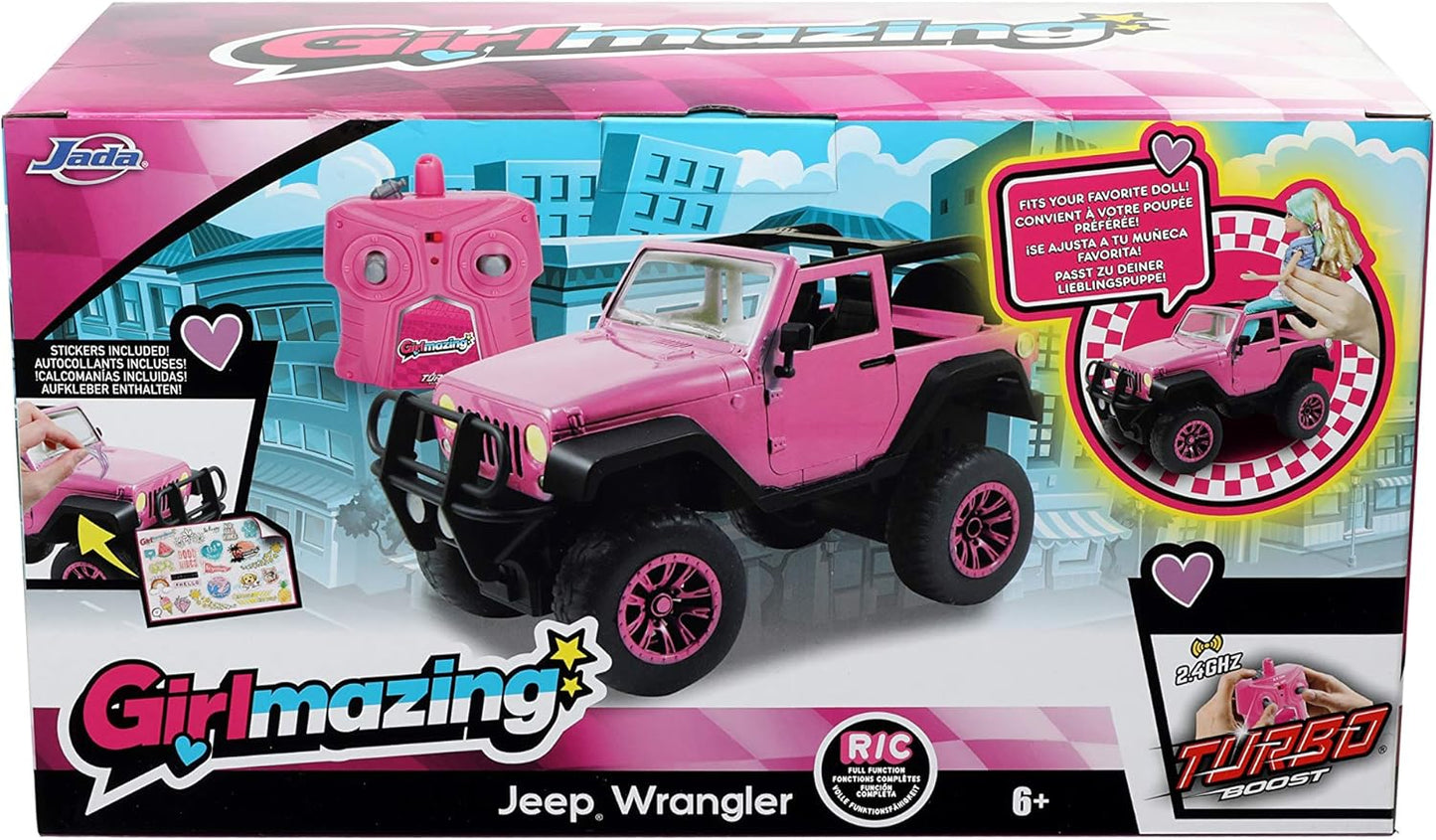Girlmazing 1:16 Jeep Wrangler RC Radio Control Cars, Toys for Kids (Pink)