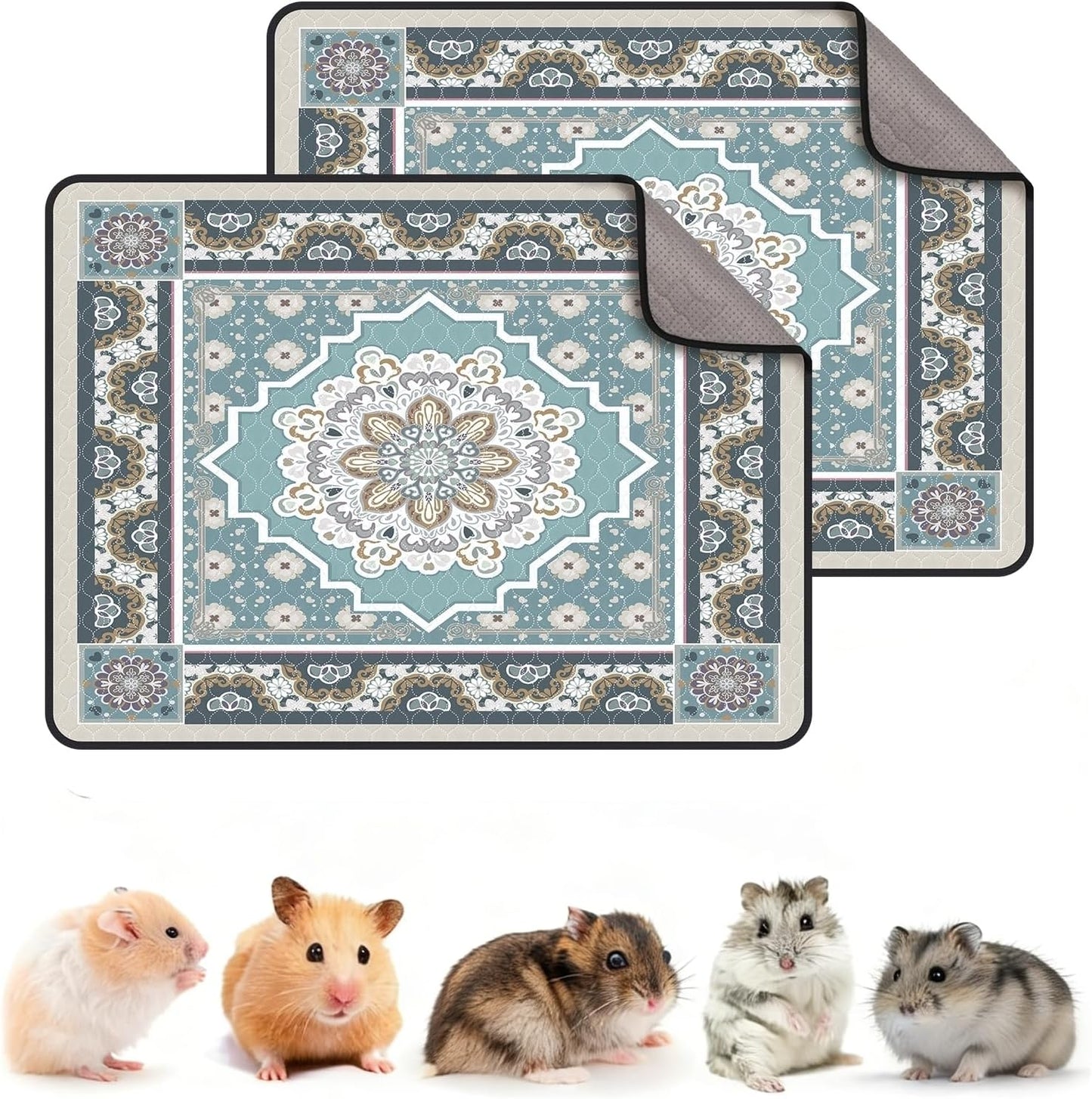 2 Pack Washable Guinea Pig Cage Liner, 24" x 18" Reusable Waterproof Guinea Pig Cage Liners, Anti-Slip & Leakproof Small Animal Bedding for Guinea Pig, Rabbit, Hamster, Chinchilla