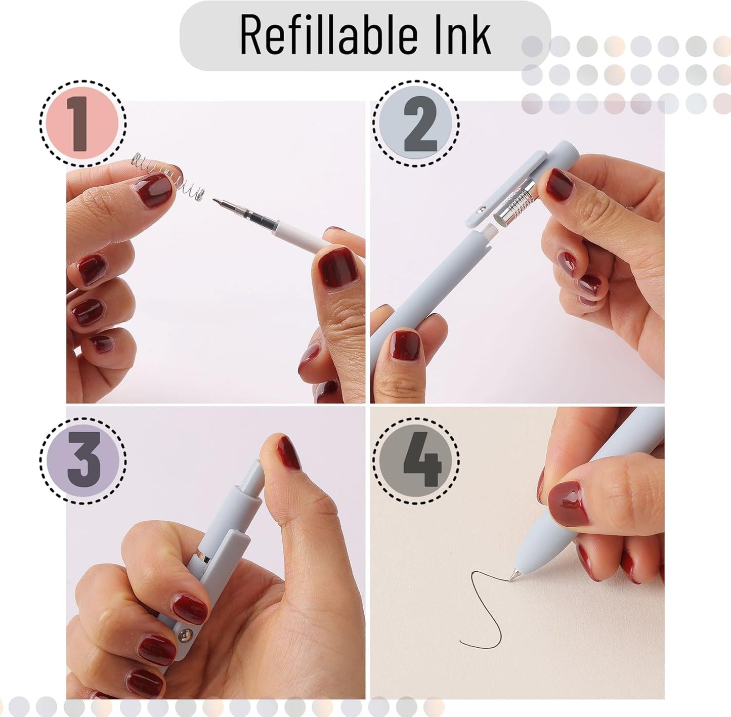 Mr. Pen - Retractable Fine Point Gel Pens, 6 Pack, Morandi Barrels, Fast Dry Black Ink, 0.5 mm Cute Aesthetic Pens for Journaling