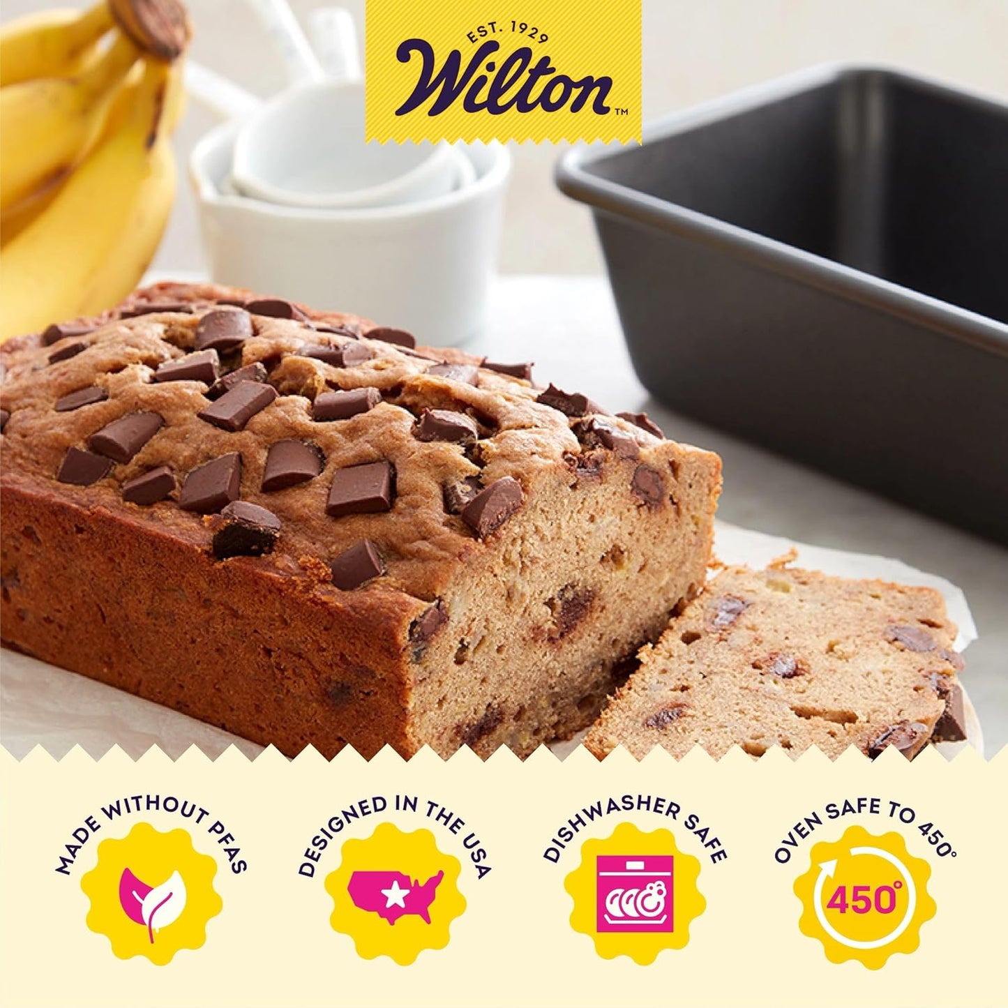 Wilton Platinum Non-Stick 9 x 5 in Loaf Pan, Stainless Steel Bakeware, Made without PFAS, Packaging May Vary
