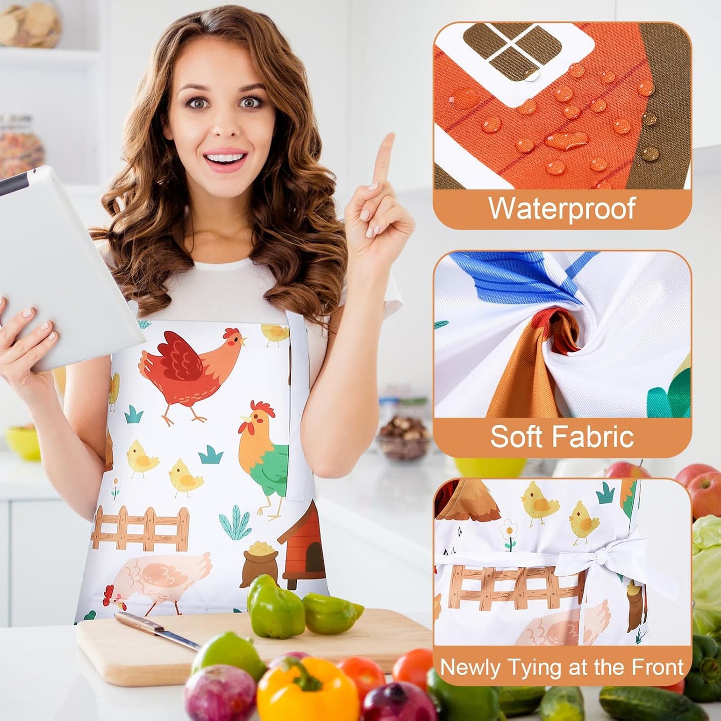 2 Pcs Parent Child Aprons, Mommy and Me Aprons, Adjustable Kitchen Apron with 2 Pockets, Cute Matching Apron