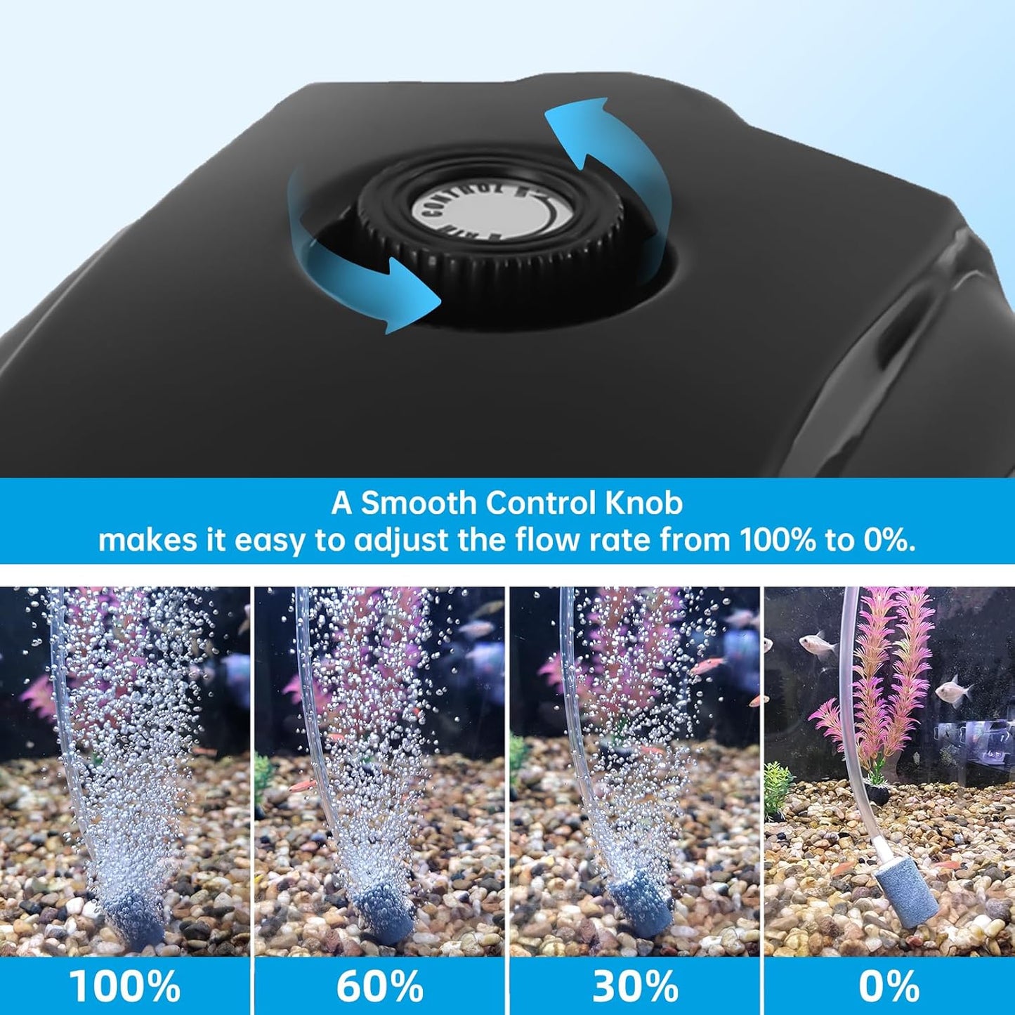 AQUANEAT Aquarium Air Pump 300GPH, for up to 200 Gallon Fish Tank, Powerful Hydroponic Aerator Pump with Tubing, Air Stones, Valves