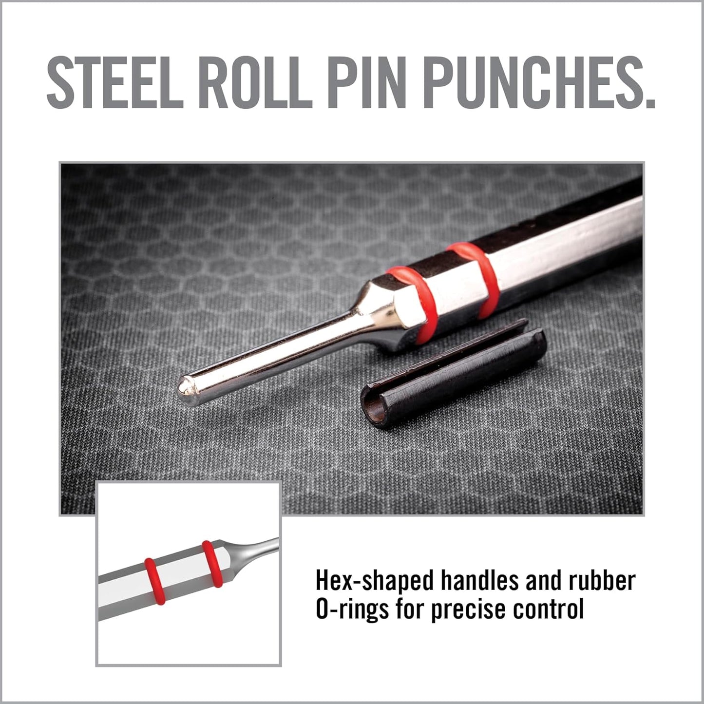 Real Avid Roll Pin Punch Set & Hammer + Non-Slip Magnetic Bench Block | 10 Nickel-Plated Steel Roll Pin Punches, 4 Interchangeable Hammer Heads - Brass, Steel, Ruber, Nylon & Non-Marring Bench Block