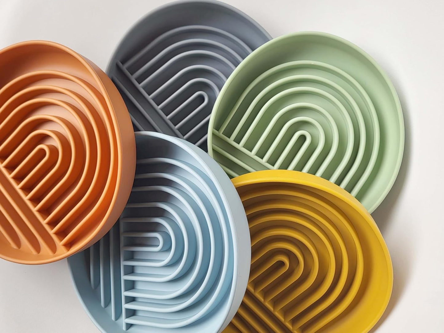Modern Rainbow Pet Slow Feeder Bowl, Silicone Slow Feeder for Dogs & Puppies, Slow Eating, Modern Lick Mat Design, Reduces Gulping, Dishwasher Fit, for All Breed, Durable Mealtime Puzzle (Sunstone)