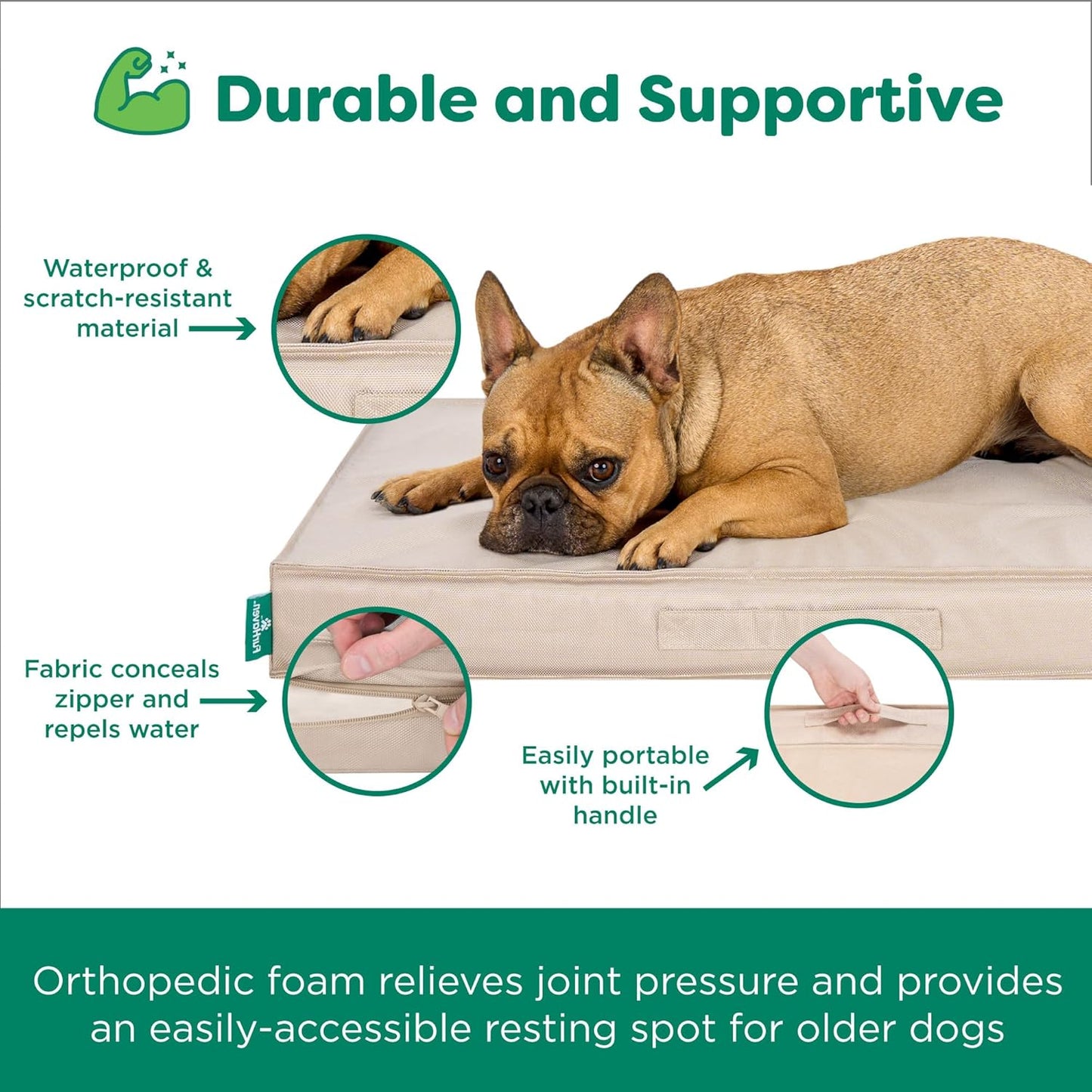 Premium Indoor-Outdoor Deluxe Mattress Pet Bed, Biscuit, Jumbo