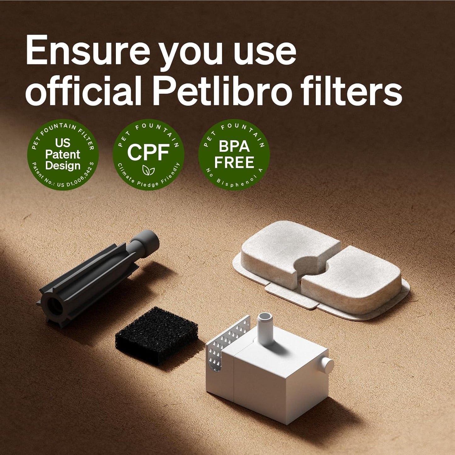 PETLIBRO 10 Packs Replacement Filters for Dockstream Cat Water Fountain PLWF105/PLWF115/PLWF005, 5 Months Set of Replacement Filters for Ultra Quiet Pet Water Fountain