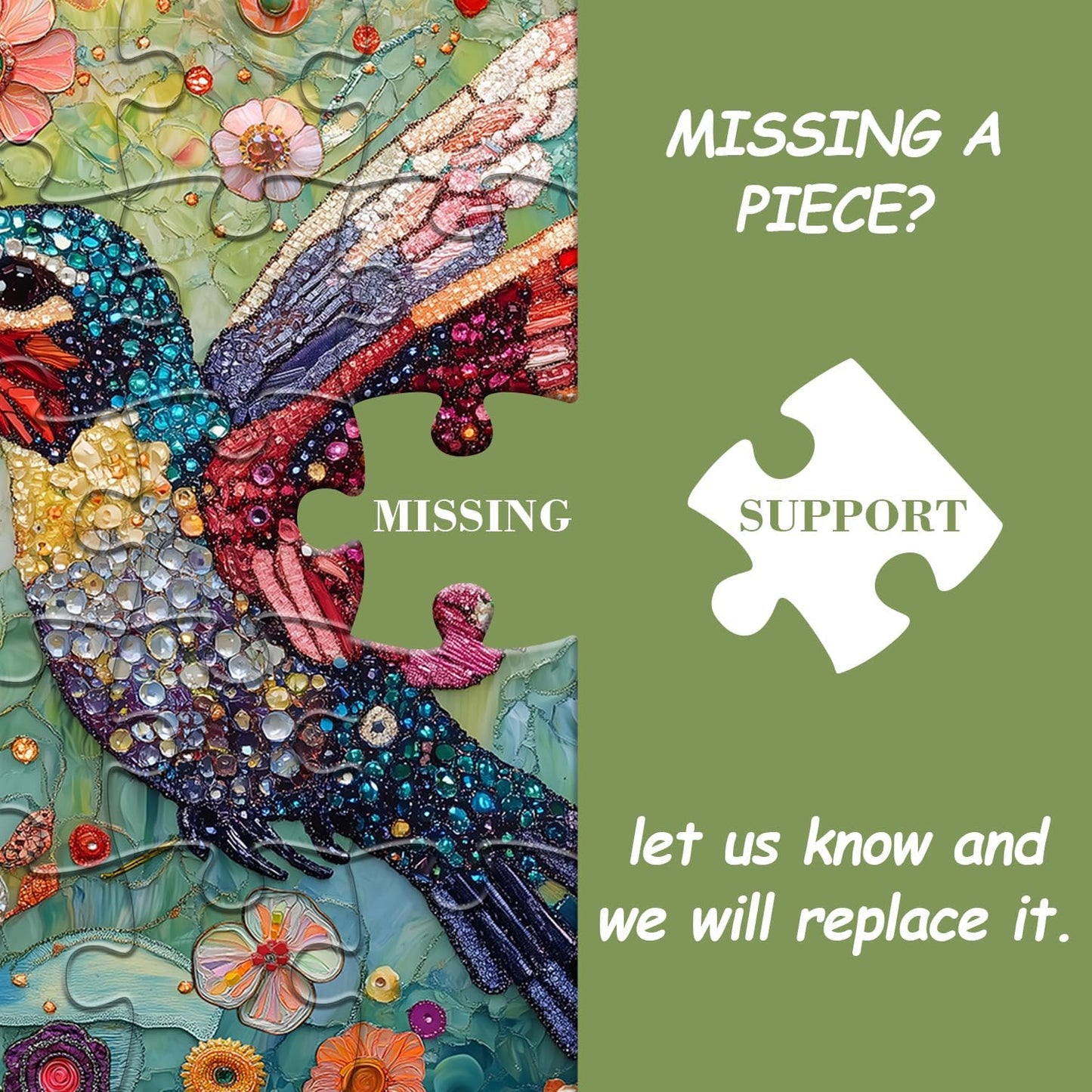 Hummingbird Puzzles for Adults 1000 Pieces, Nature Birds Flower Jewel Art Puzzle, Difficult Crystal Diamond Beautiful Garden Animals Jigsaw Puzzles, Colorful Floral Hard Challenging Puzzles for Adults