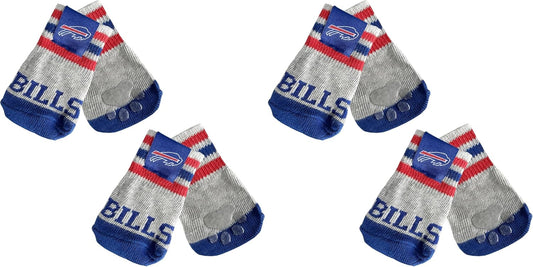 NFL Buffalo Bills Anti Slip Dog Socks with Elastic Ribbed Top, Size X-Small/Small. Indoor/Outdoor Socks, Best Dog Paw Protector, 2 Pairs, Cool Puppy Supplies with NFL Logo of Bills Football Team