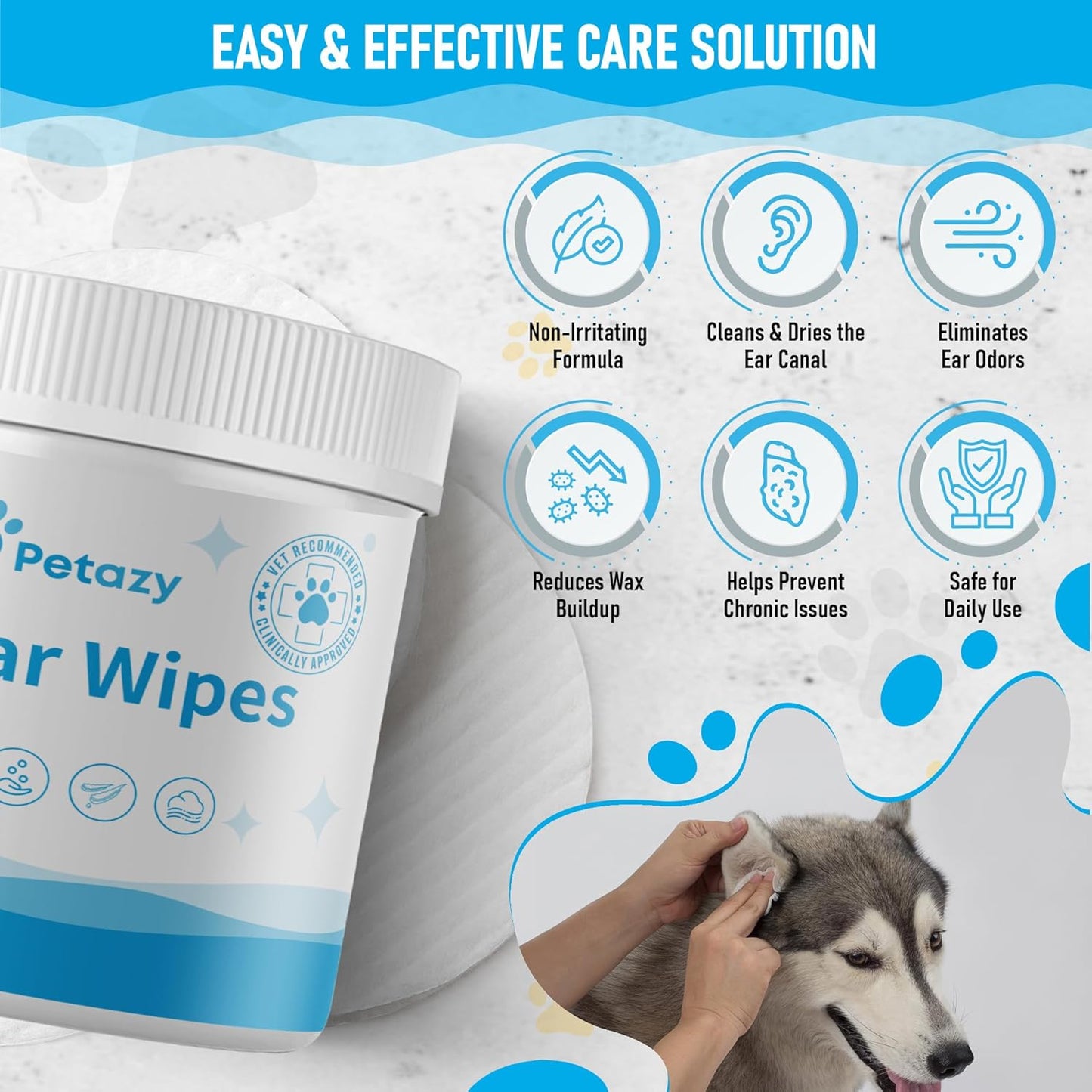 400 Dog Wipes for Paws and Butt and 125 Ear Wipes for Dogs and Cats, Hypoallergenic, Extra Large Grooming Wipes for Pets