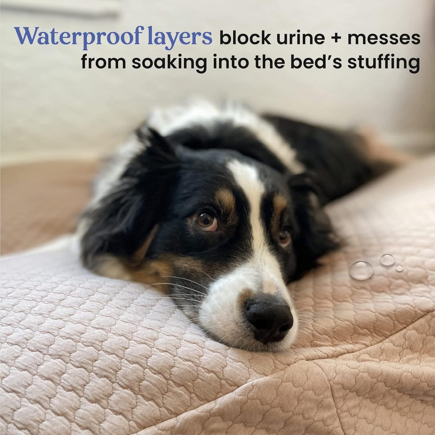 4Knines Luxury Dog Bed Cover – Waterproof Cover for Dog Bed – Heavy Duty Quilted Material – Durable, Machine Washable – USA Based Brand – Medium (Tan)