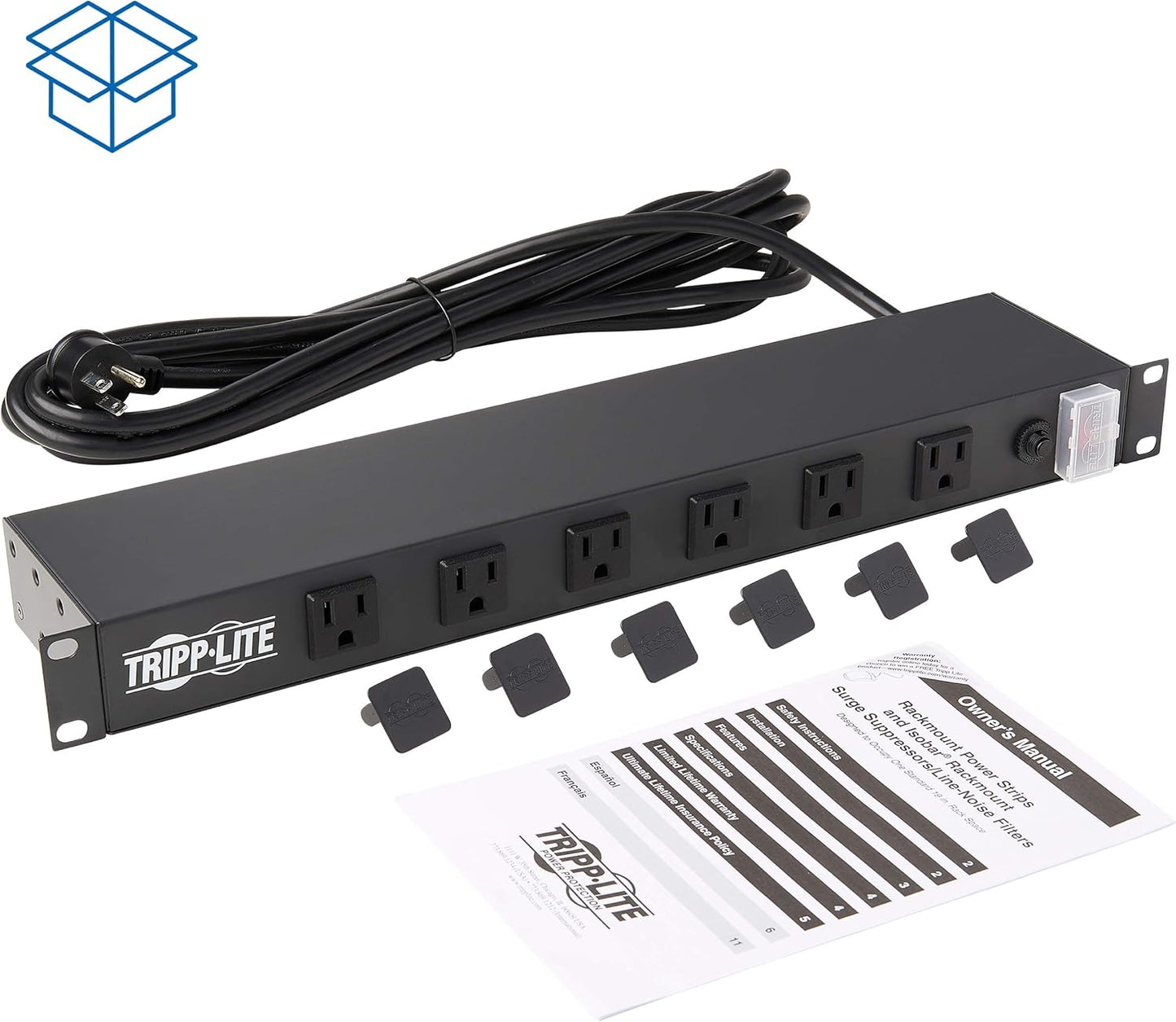 Tripp Lite 12-Outlet Rack Mount Power Strip PDU, Six Front & Six Rear Facing Outlets, 15A, 120V, 15ft Cord with Right-Angle Plug, Horizontal 1U Rack Mount, Black