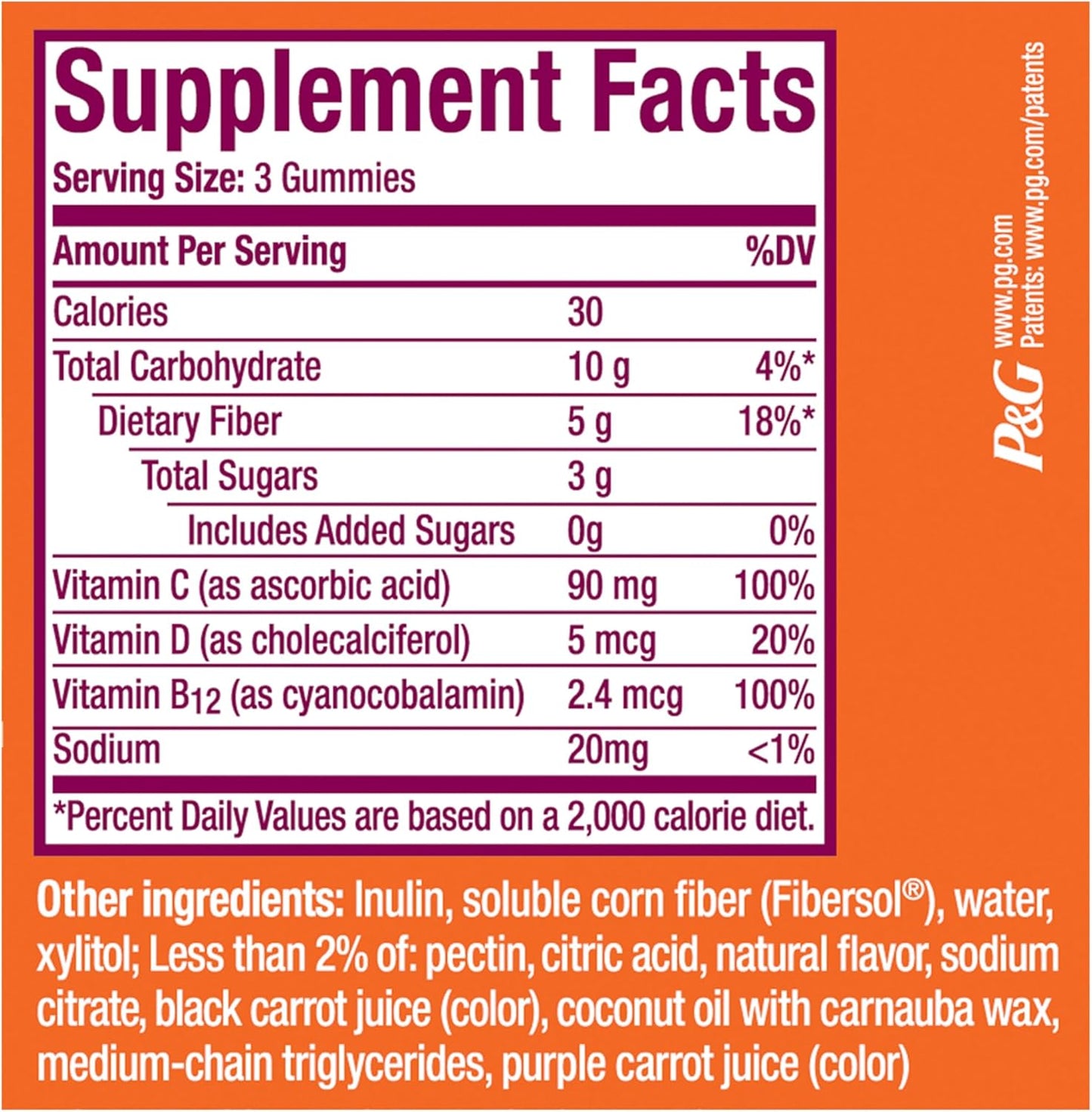 Metamucil Fiber Gummies for Adults with Vitamins C, D, B12 for Metabolism, No Sugar Added Citrus Berry Flavor, 5g Plant Based Prebiotic Fiber Supplement Blend, 120 Count