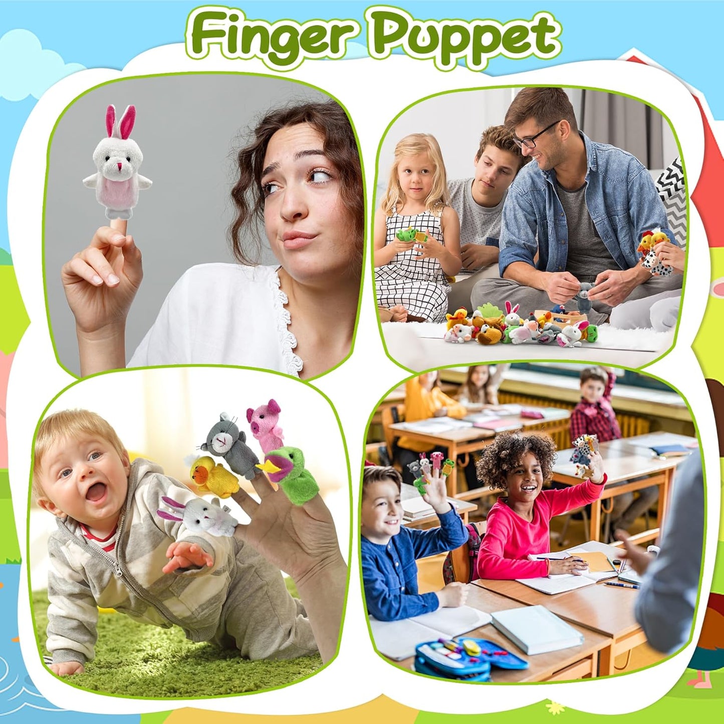 24 PCS Finger Puppets Set Mini Stuffed Animals Finger Puppet Toys for Storytelling Playing Teaching Shows Playtime Schools Birthday Party Gift Favor Supplies