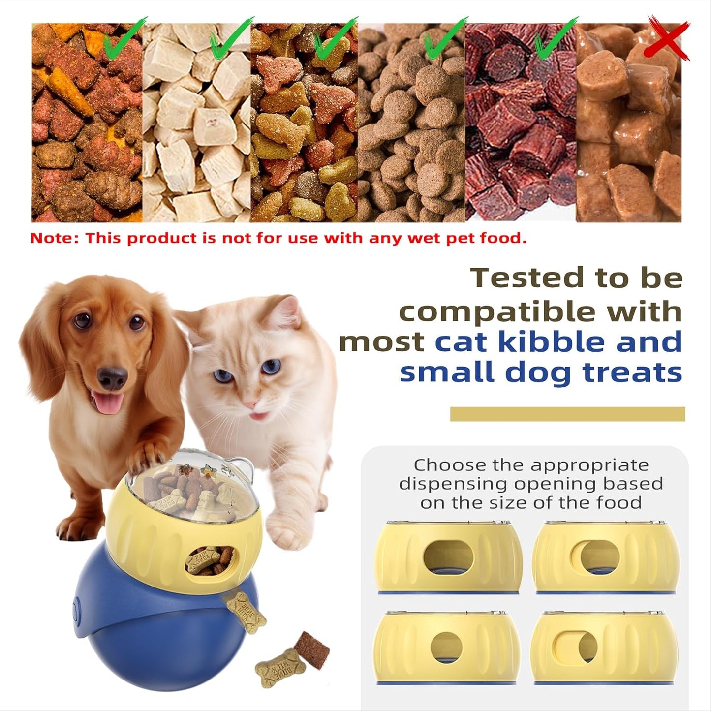 Cat Interactive Toys for Indoor Cats Adjustable Treat Puzzle Food Dispenser Weight Loss Tumbler Slow Feeder Fun Kitty Sliding Rolling Ball Enrichment Toy for Kitten Adult Cats Small Dogs